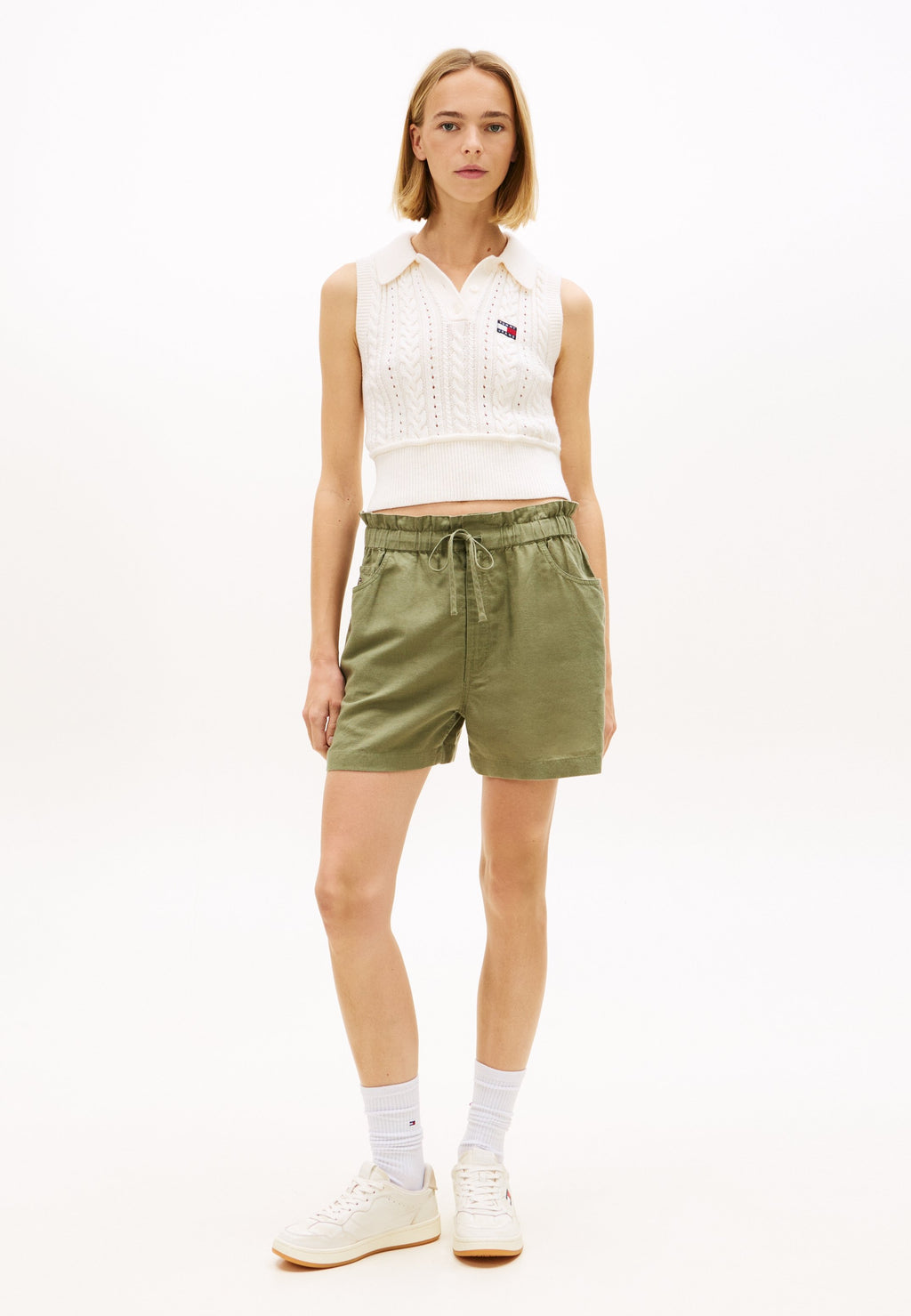 LINEN BLEND FIVE-POCKET SHORTS - Shorts - bay leaf