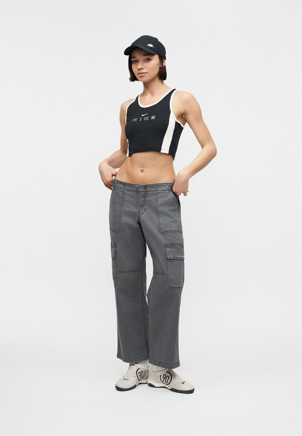 STREET CROP TANK - Top - black/chalk