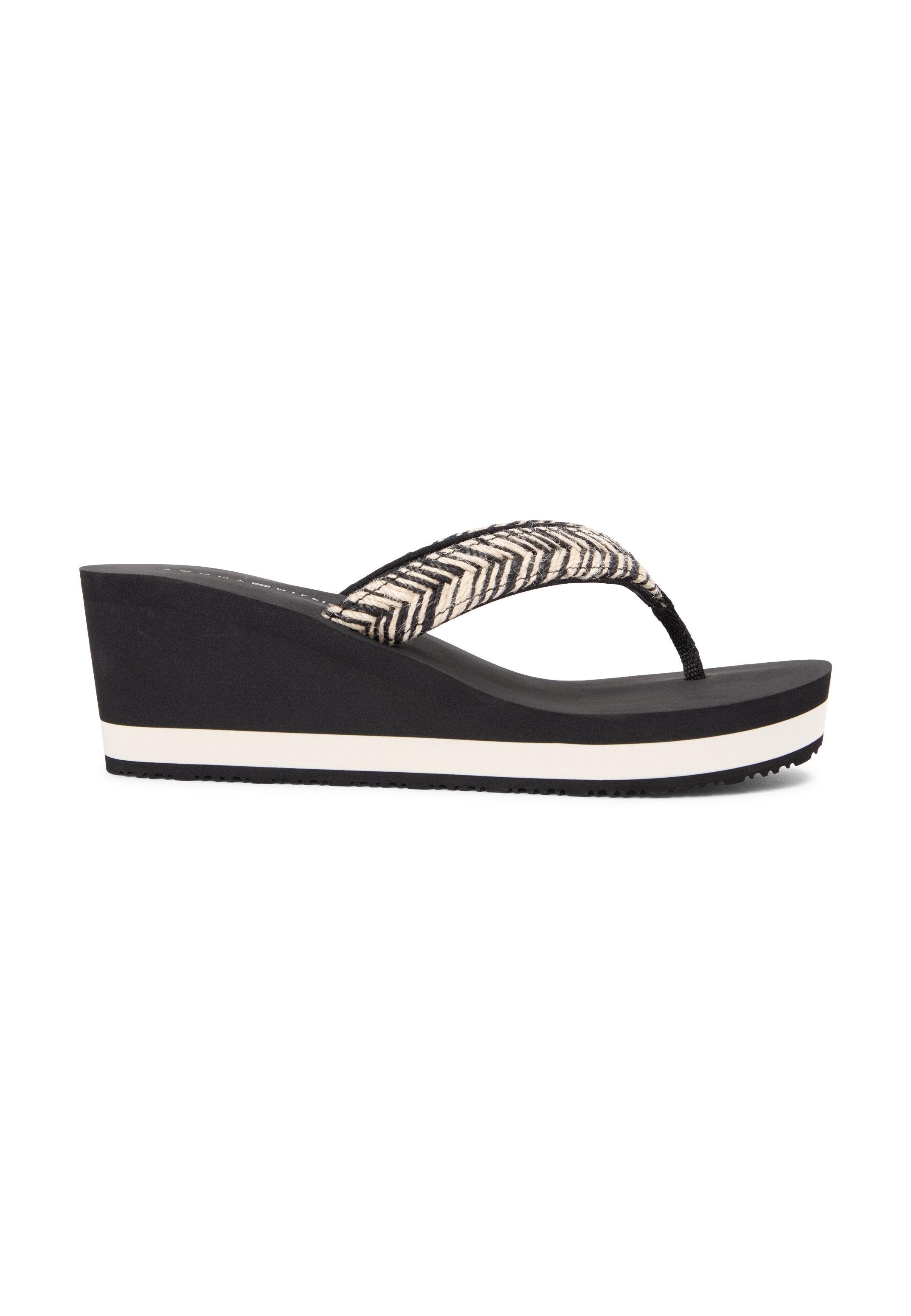 ROPE STRAP WEDGE FLIP-FLOPS - High heeled sandals - black