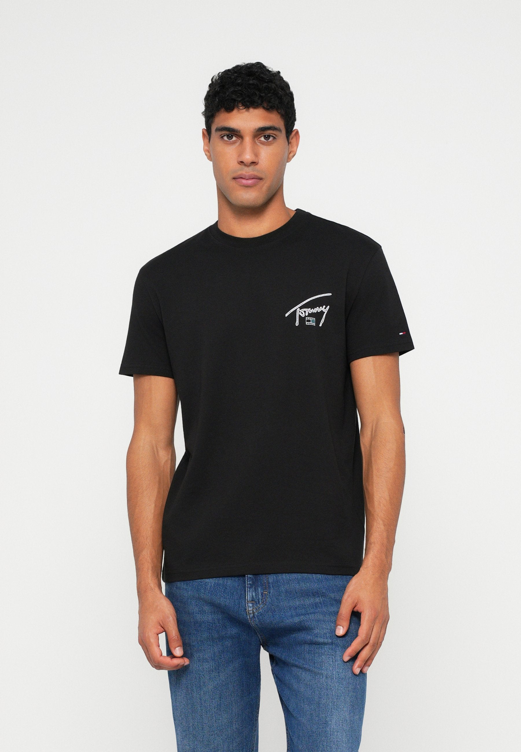 TEE-SHIRT RAS DU COU LOGO DOS SIGNATURE - Tee-shirt imprimé - black