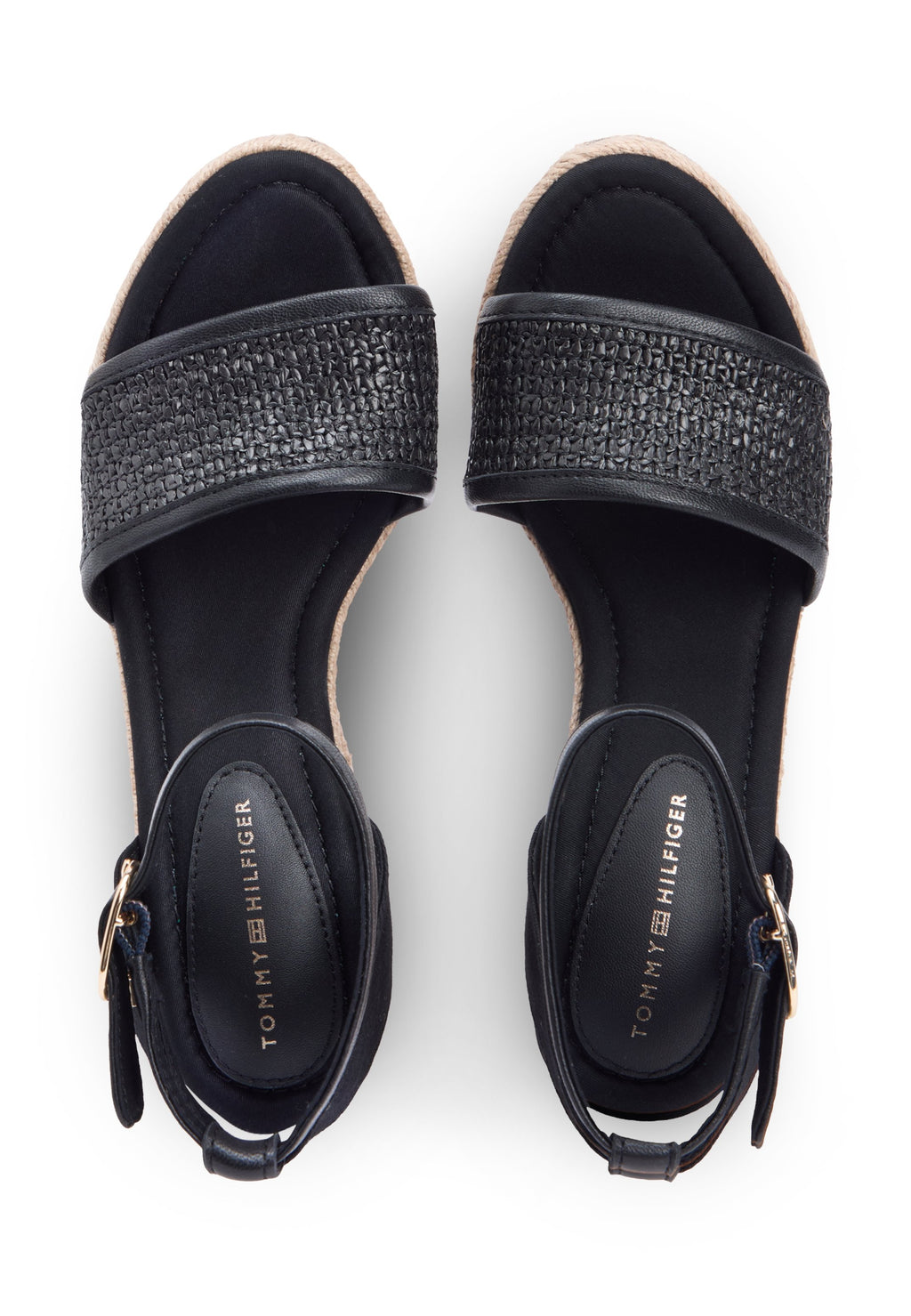 RAFFIA STRAP HIGH WEDGE ESPADRILLES - Wedge sandals - black