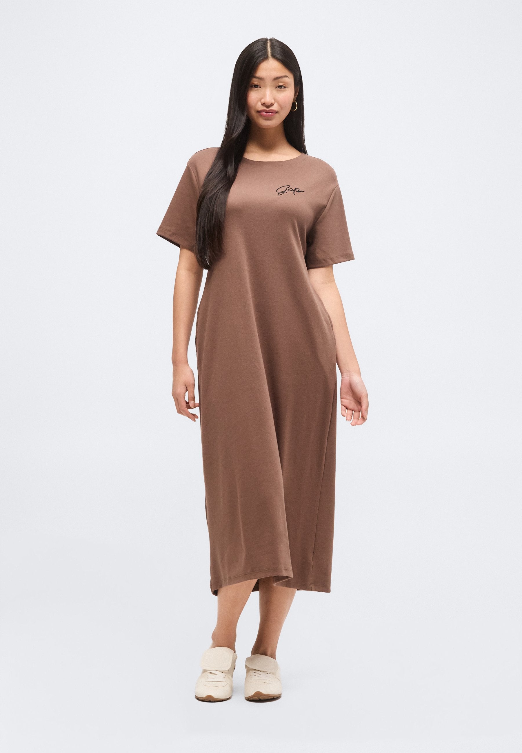 LOGO DRESS - Jersey dress - amber wood