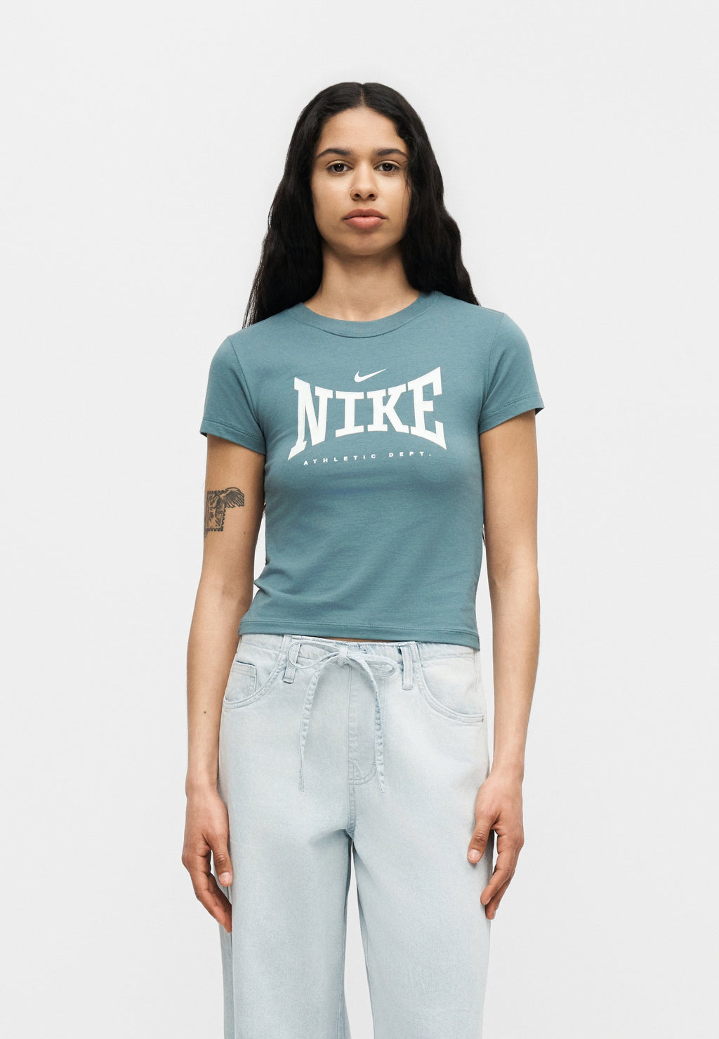 CROP LEAGUE TEE - Print T-shirt - mineral slate