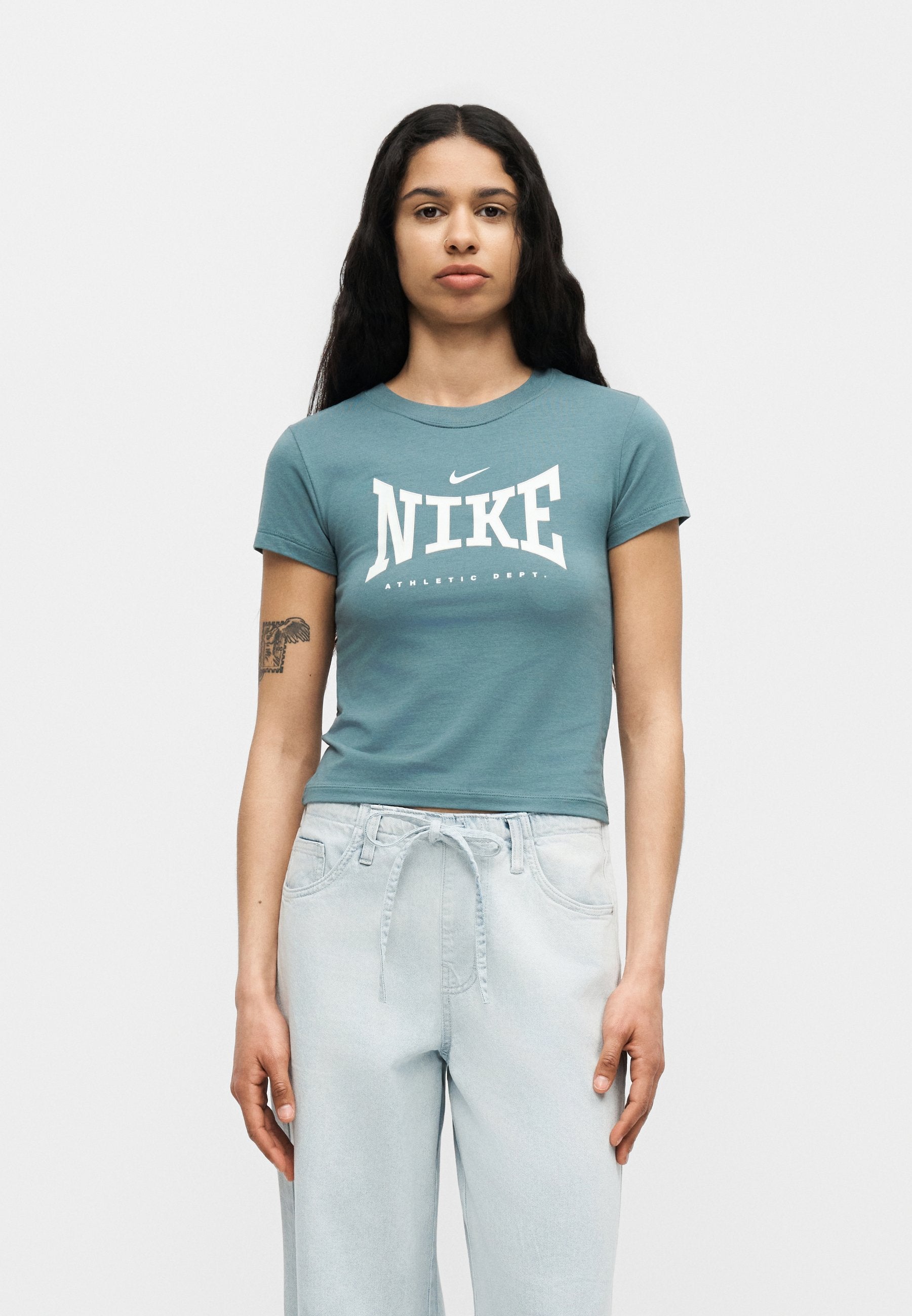 CROP LEAGUE TEE - Print T-shirt - mineral slate