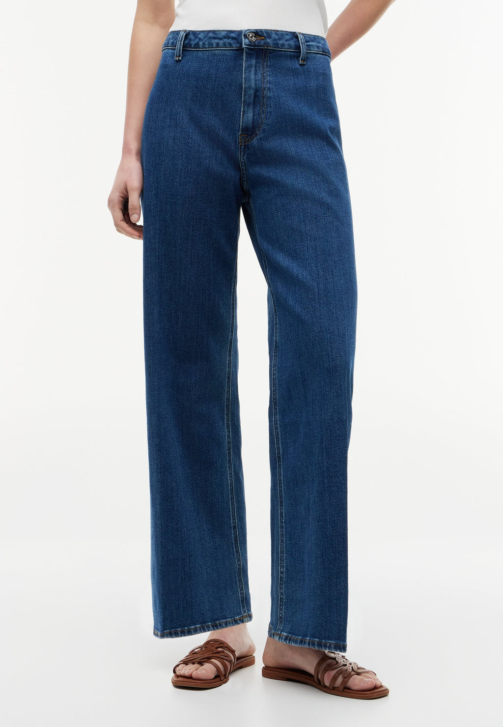 WIDE LEG RIAN HW ANKLE - Wide Leg - blue