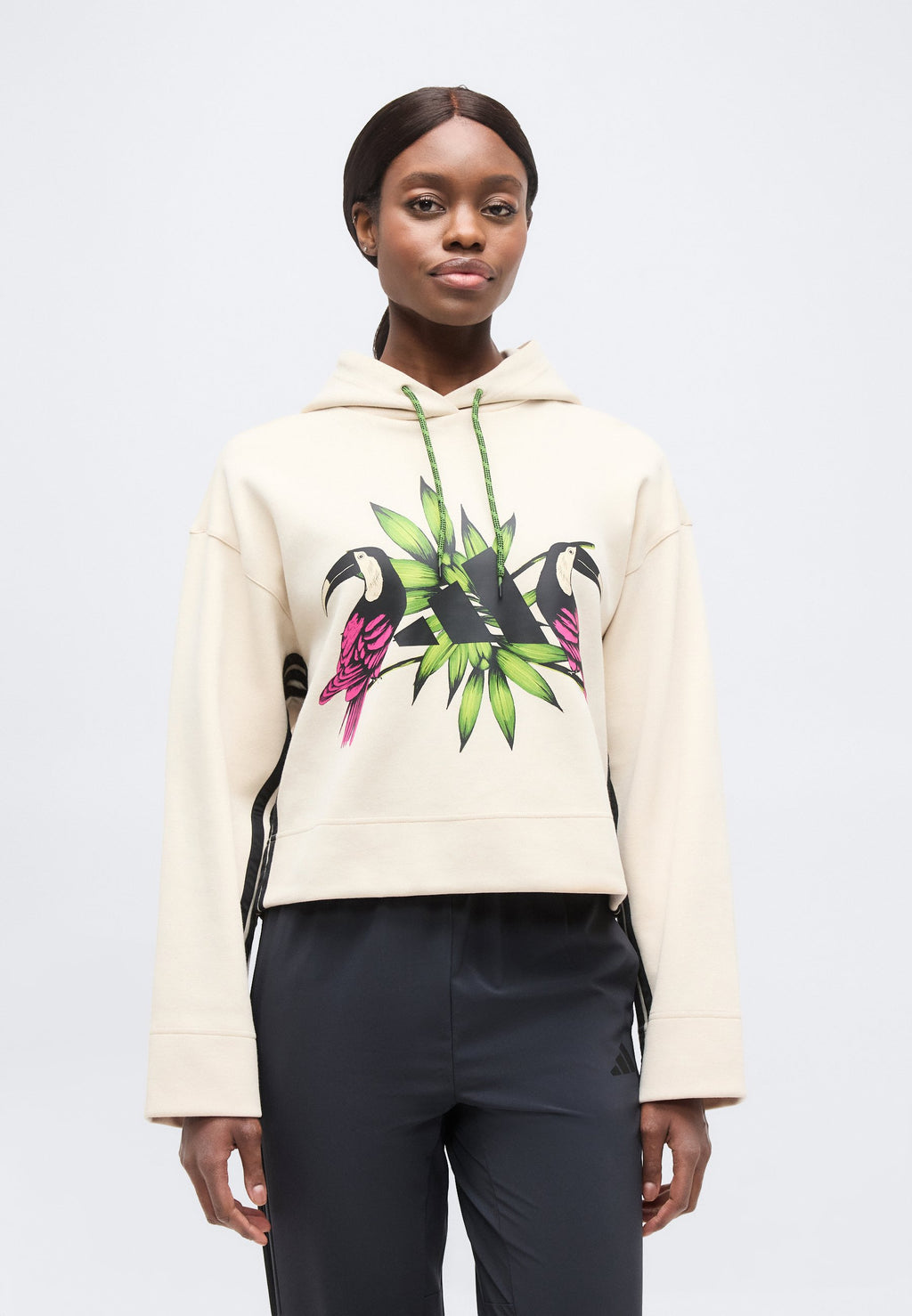 ADIDAS X FARM RIO - Hoodie - beige/black