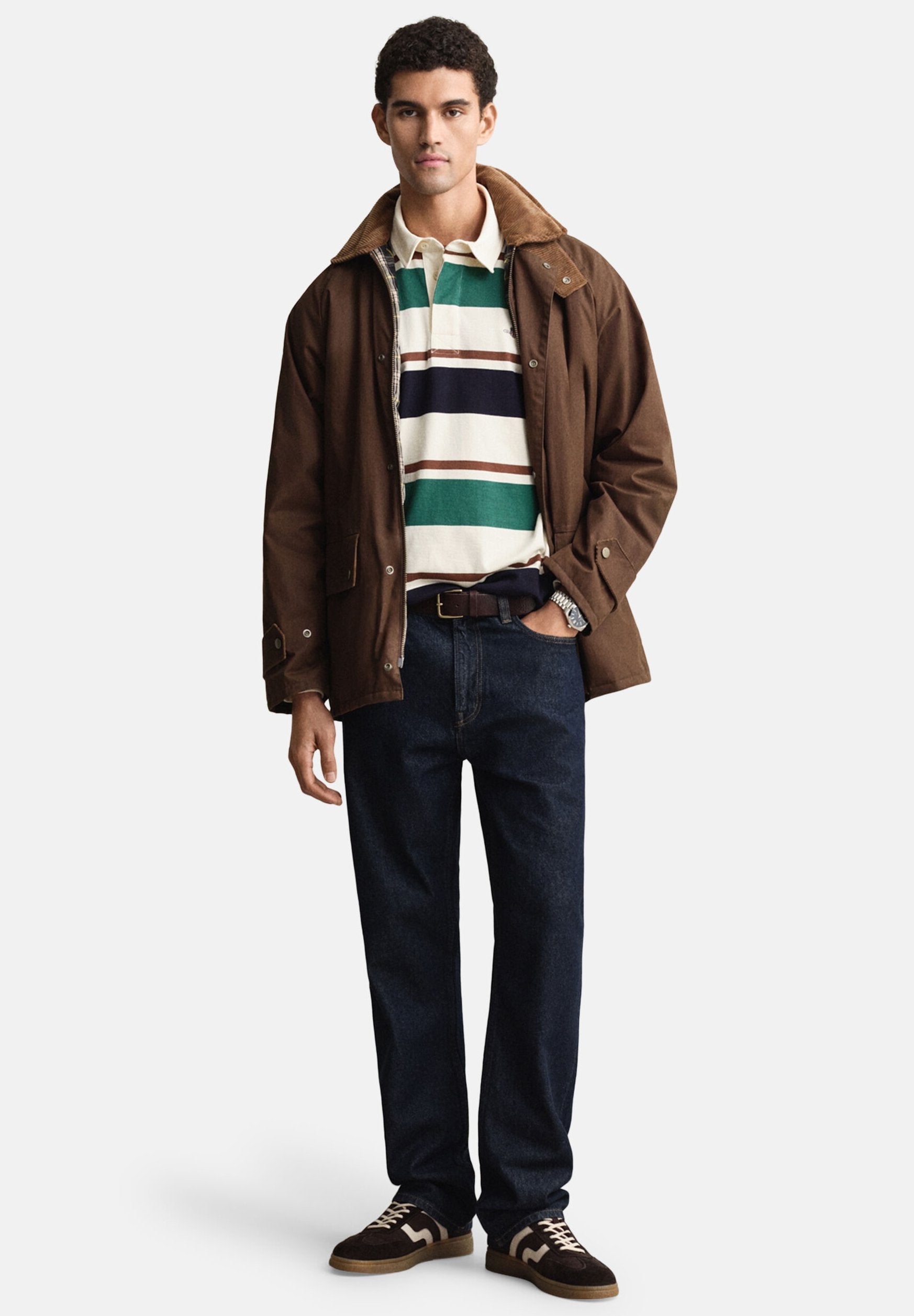 STRIPED HEAVY RUGGER - Long sleeved top - cream