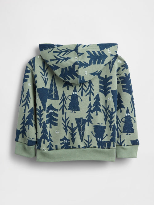 BABYGAP RELAXED LOGO PRINT ZIP HOODIE - Zip-up sweatshirt - gasoline green
