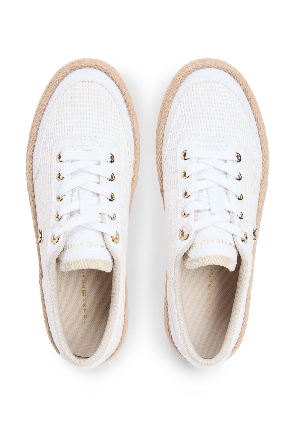 TH MONOGRAM CANVAS ROPE PLATFORM TRAINERS - Trainers - white/classic khaki