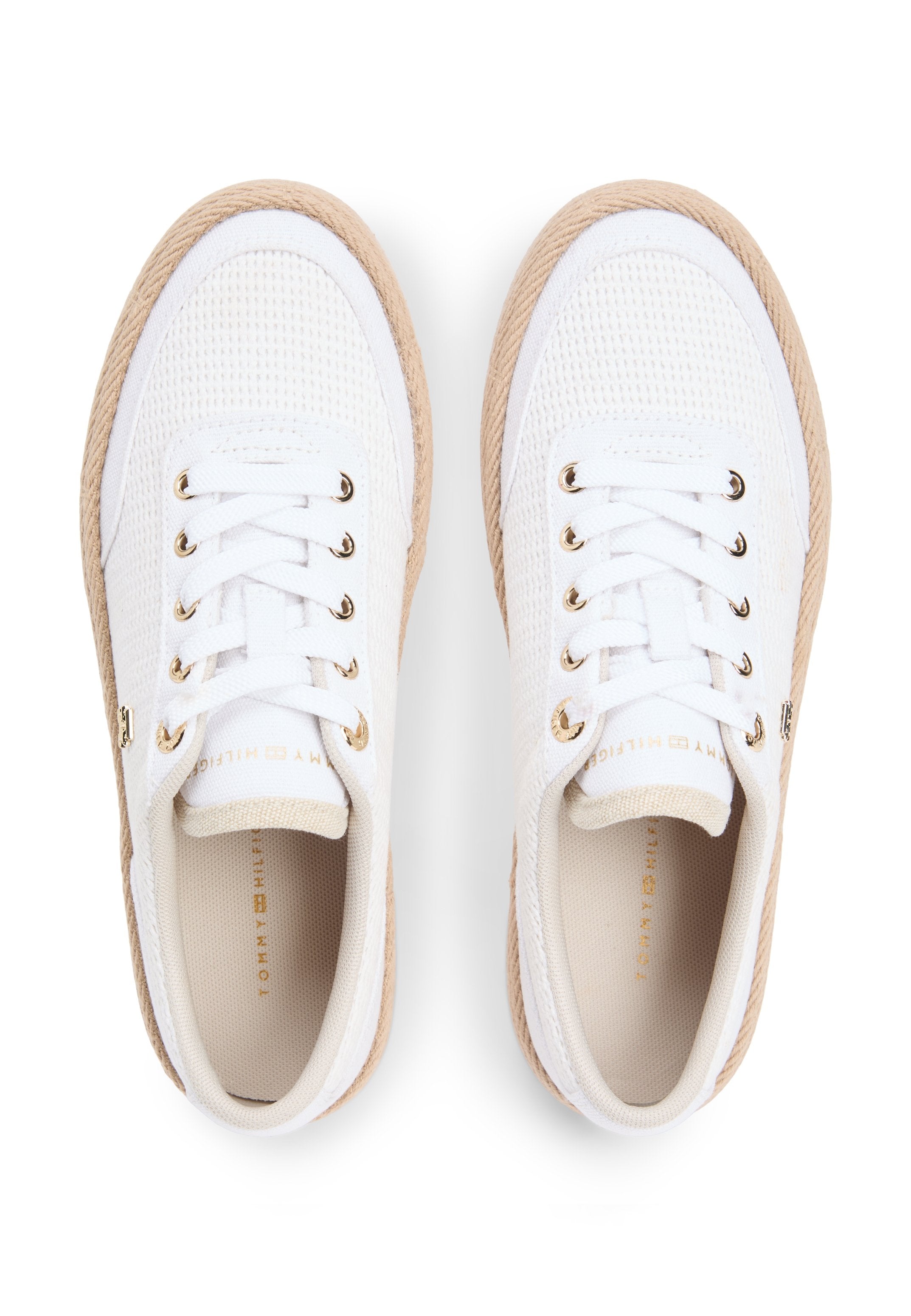 TH MONOGRAM CANVAS ROPE PLATFORM TRAINERS - Trainers - white/classic khaki