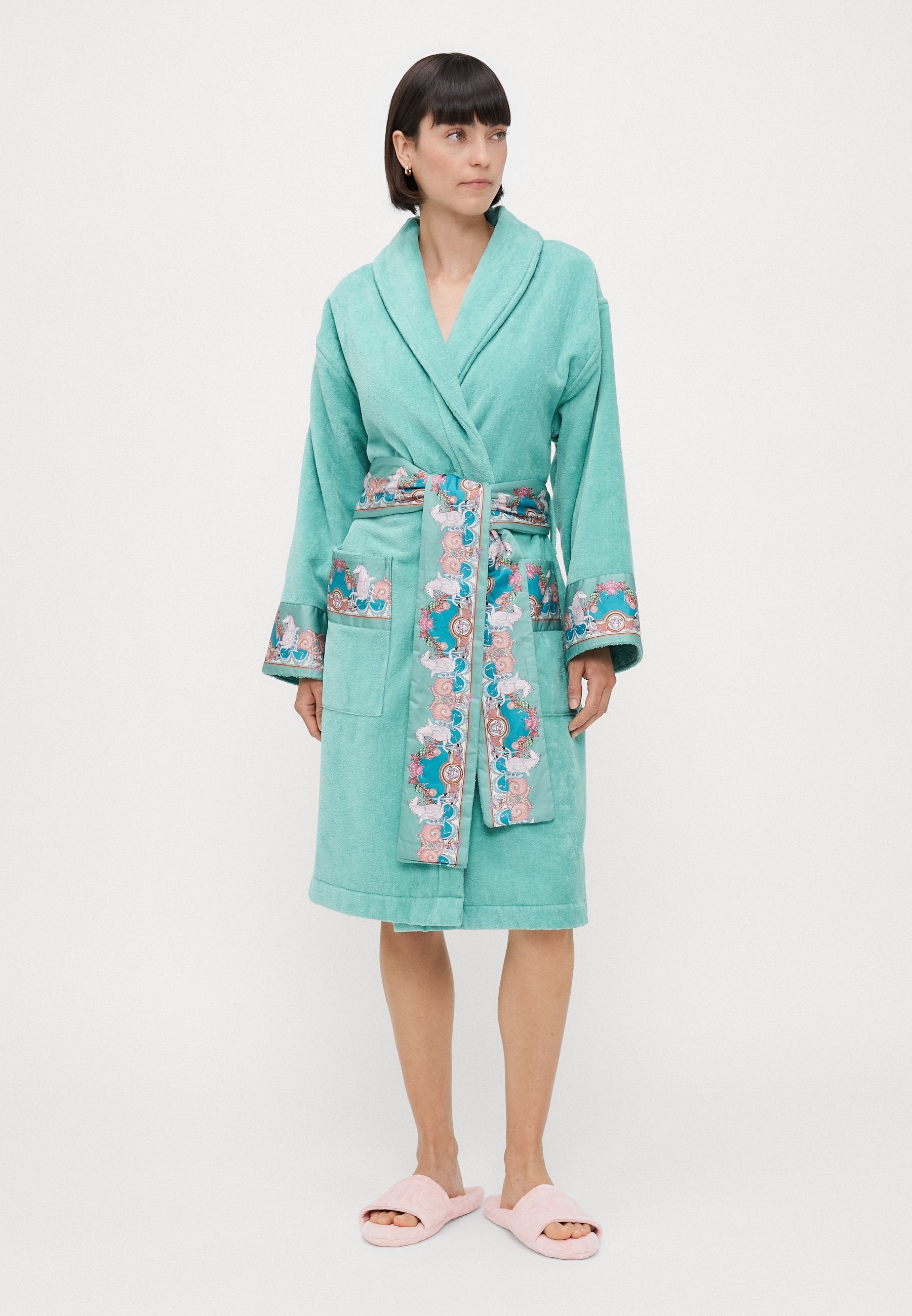 BATHROBE  - Dressing gown - sea green/dark sea green