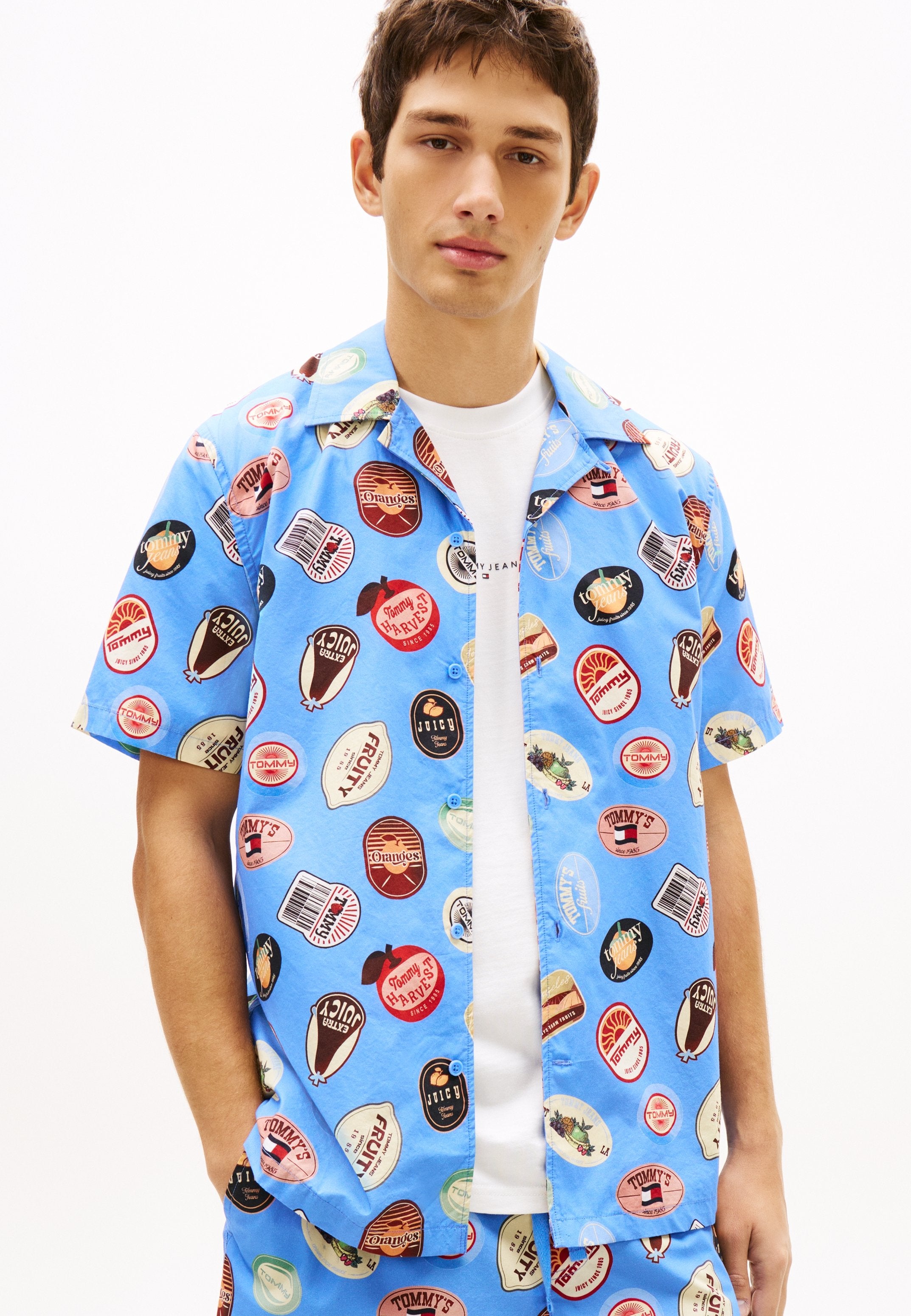 REGULAR FIT PRINT CAMP COLLAR SHORT SLEEVE SHIRT - Shirt - blue twilight