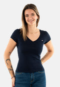 TEE COL V AJUSTÉ - T-shirt basique - bleu marine nuit