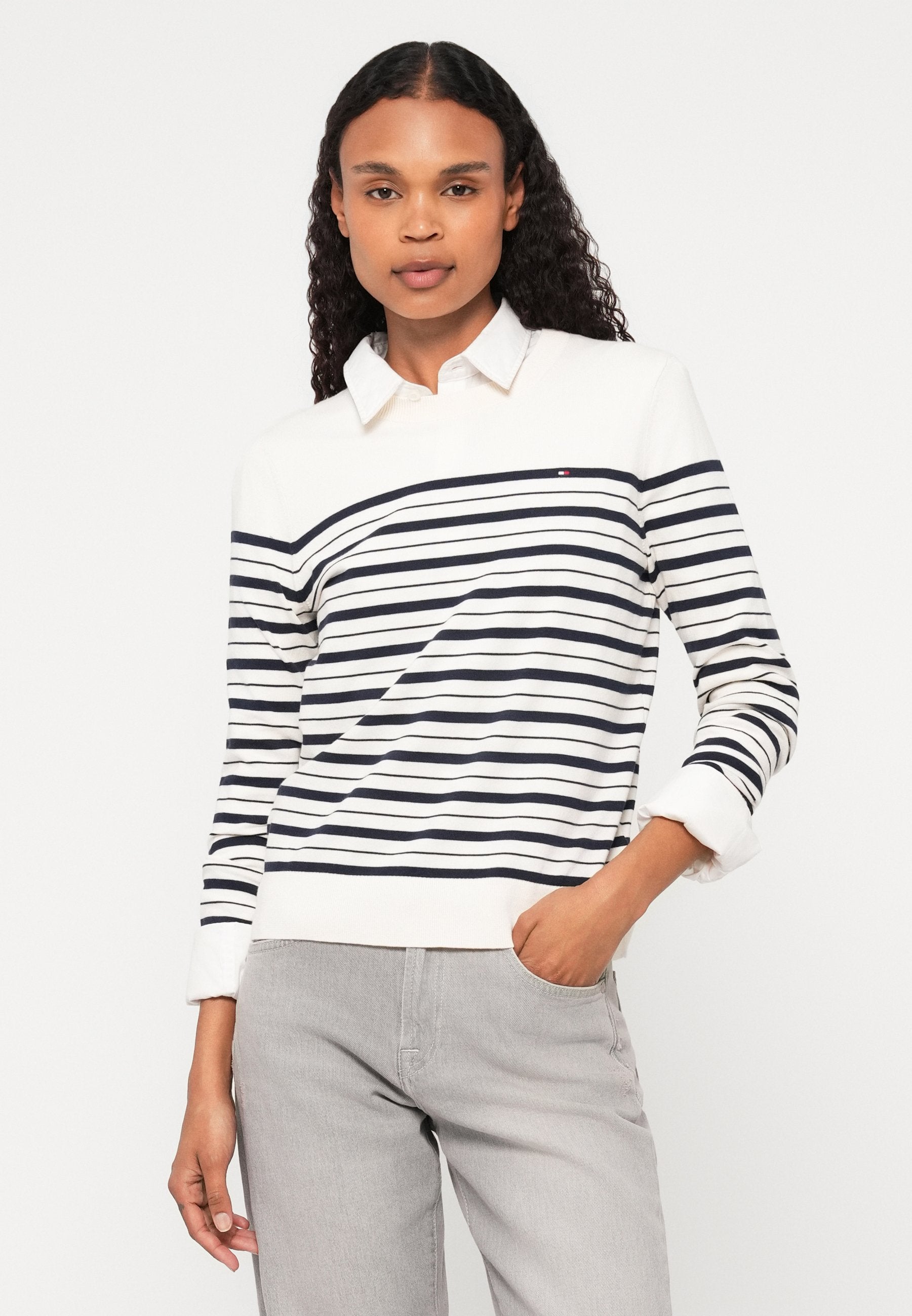 JERSEY CREW NECK JUMPER - Jumper - calico/dark night navy