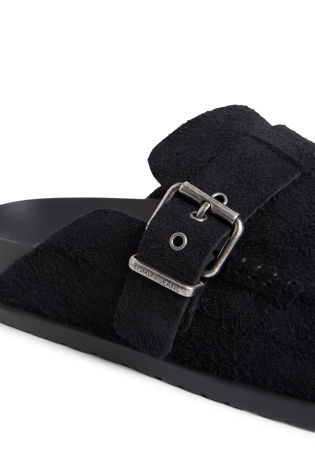 TEXTURED WASHED SUEDE LOAFER MULES - Mules - black
