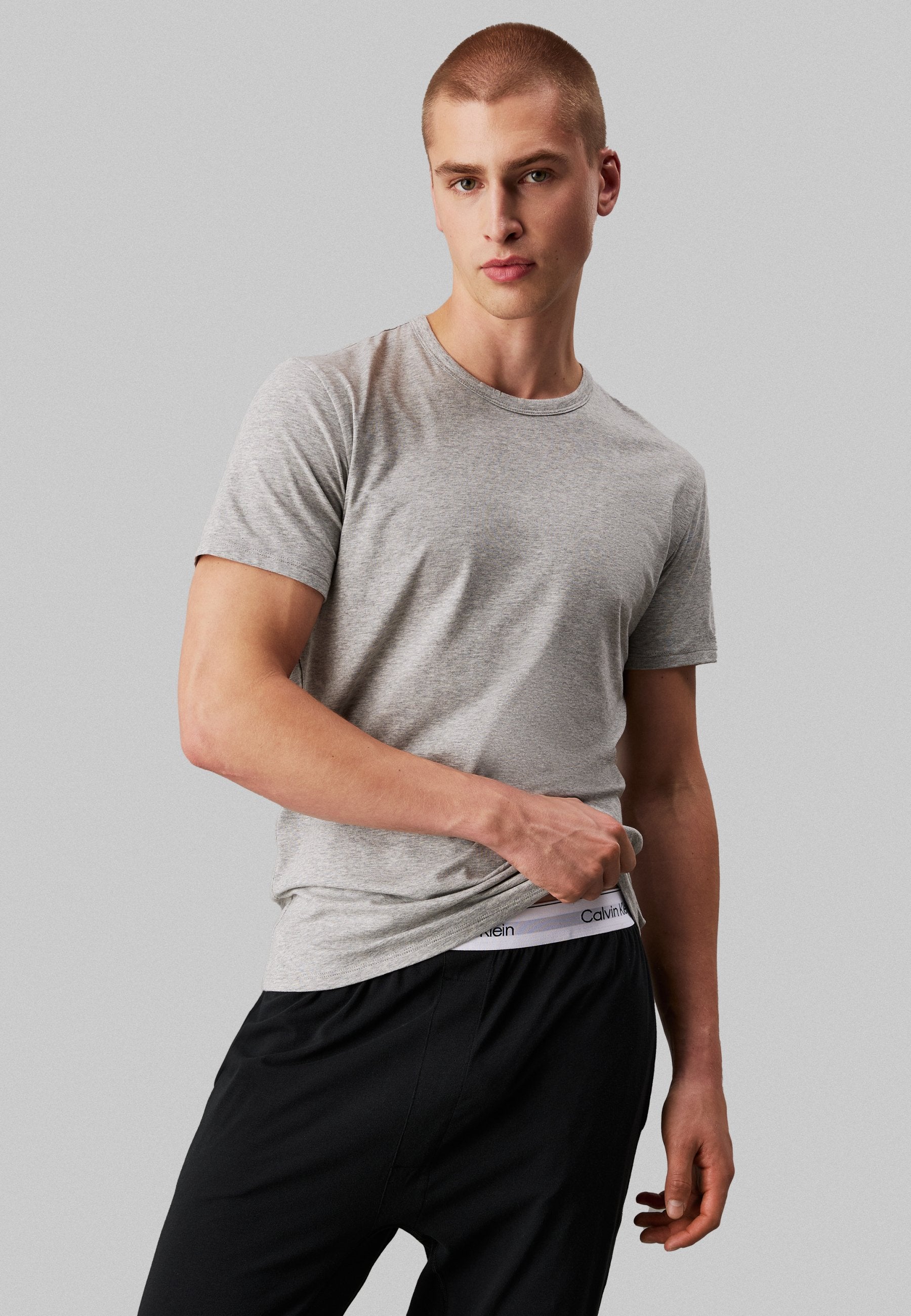3 PACK T-SHIRTS COTTON MICRO STRETCH TEES - Undershirt - black/white/grey heather