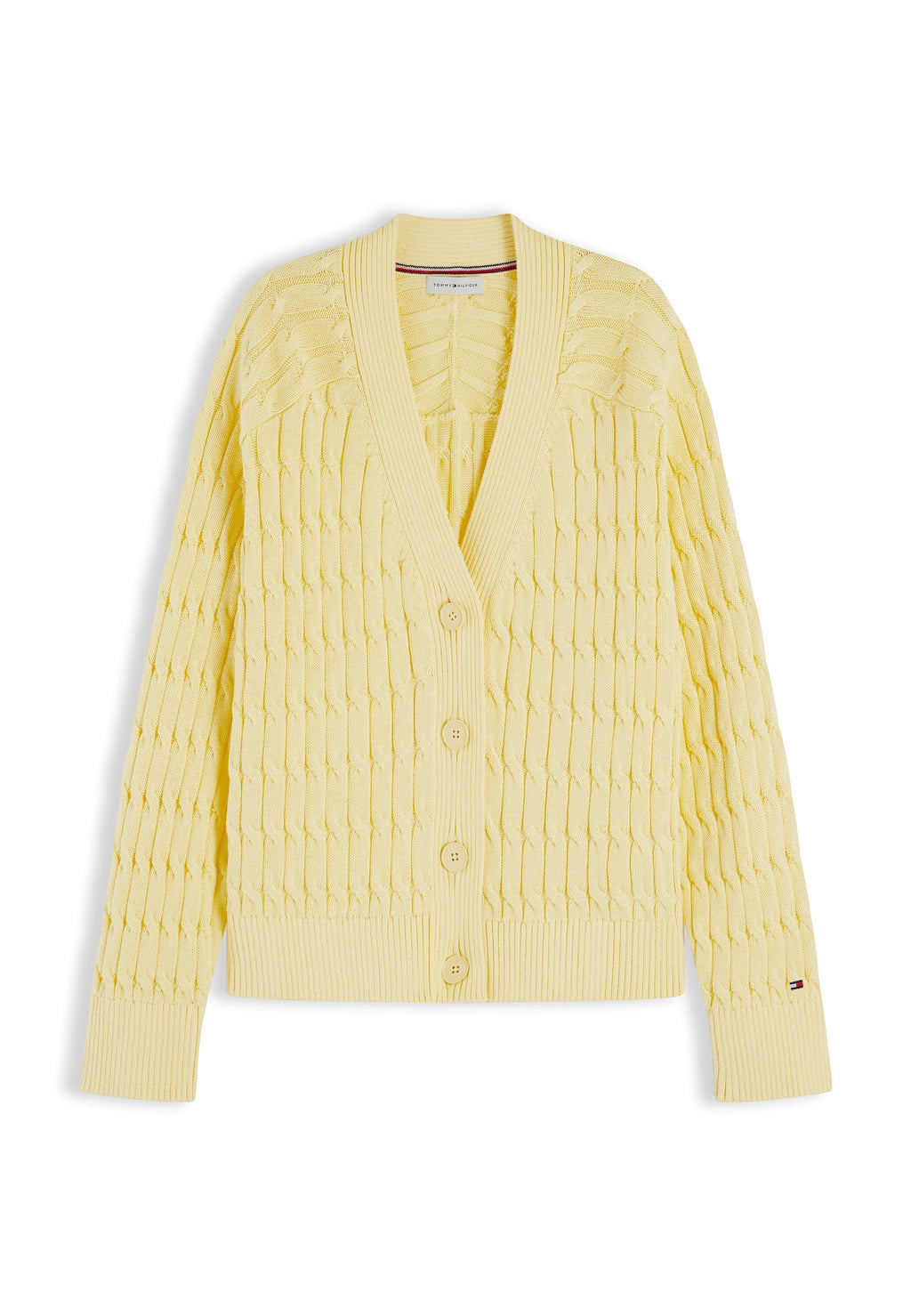 CABLE V NECKK CARDI - Cardigan - citronella