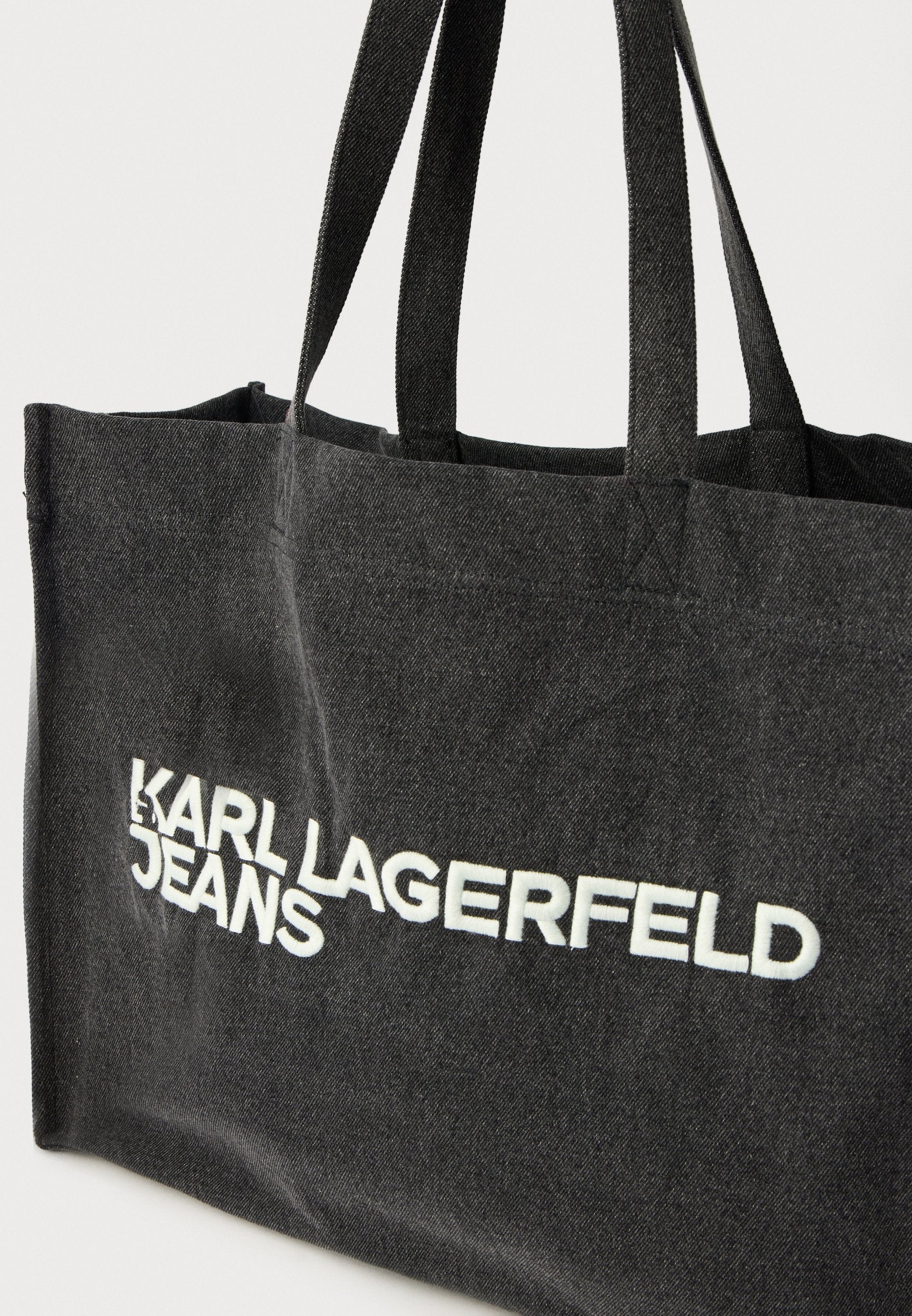 LOGO SHOPPER UNISEX - Bez çanta - eskitilmiş siyah