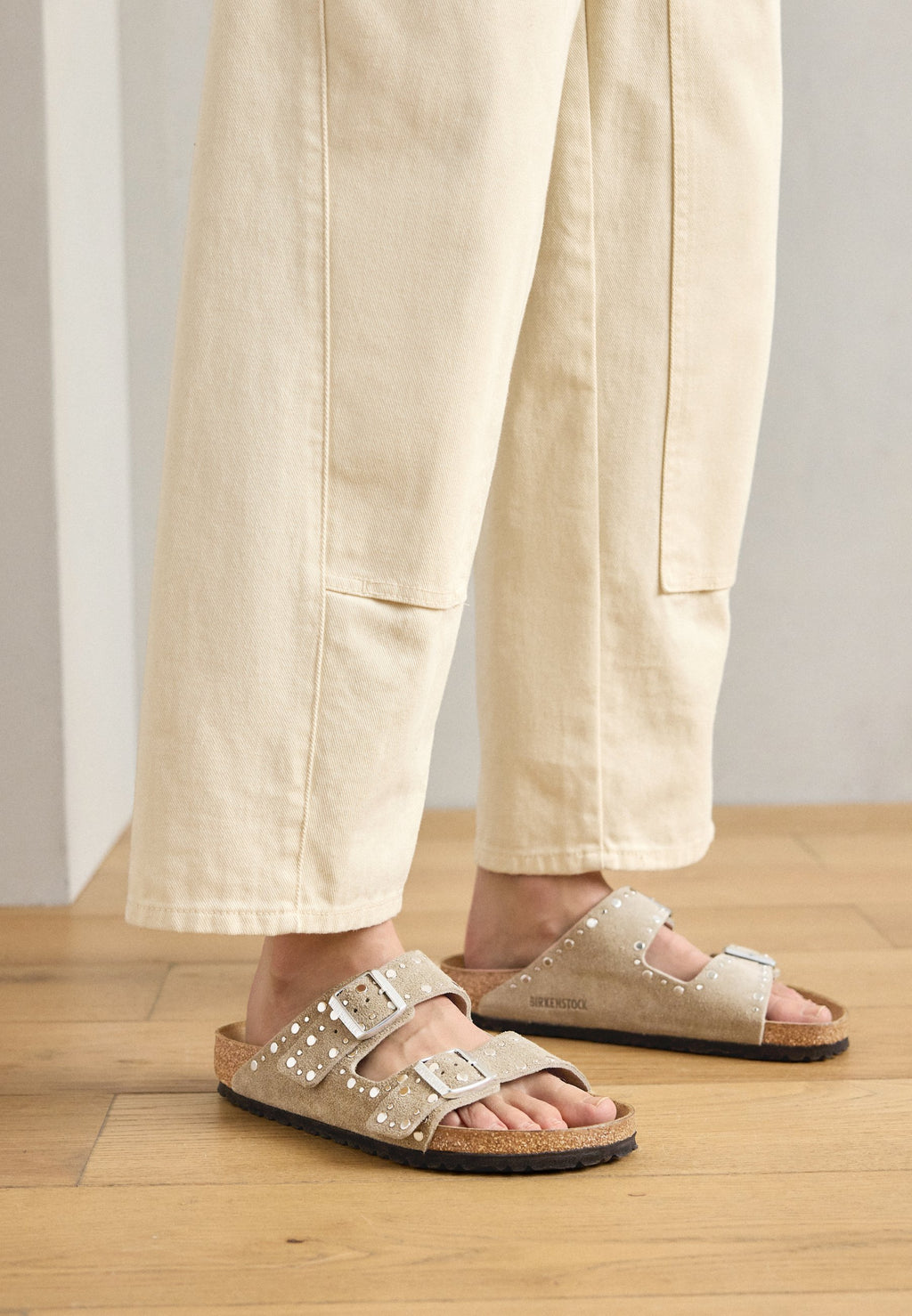 ARIZONA RIVET LEVE NARROW - Sandals - taupe