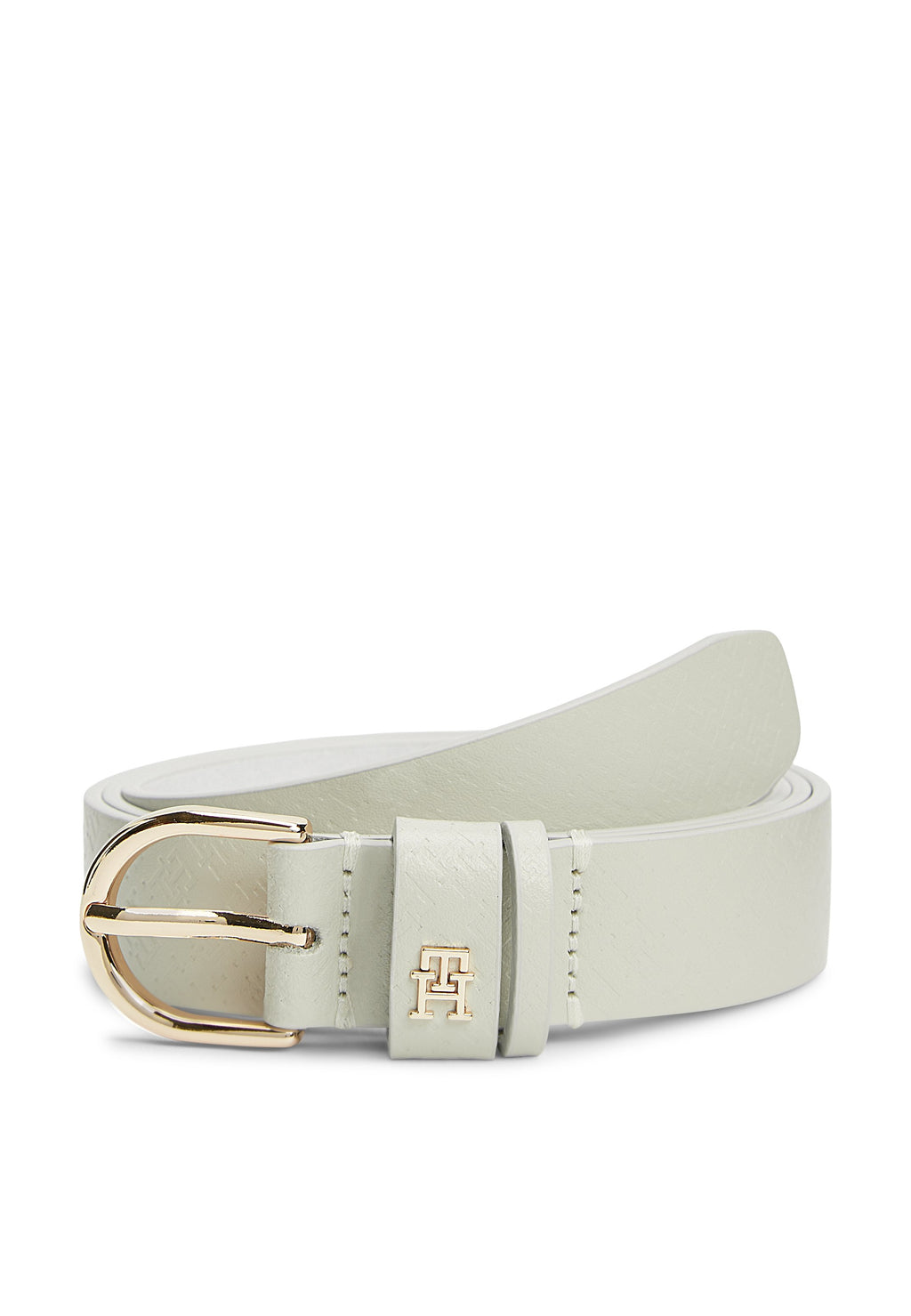 ESSENTIAL TH MONOGRAM PLAQUE LEATHER BELT - Belt - soft cream
