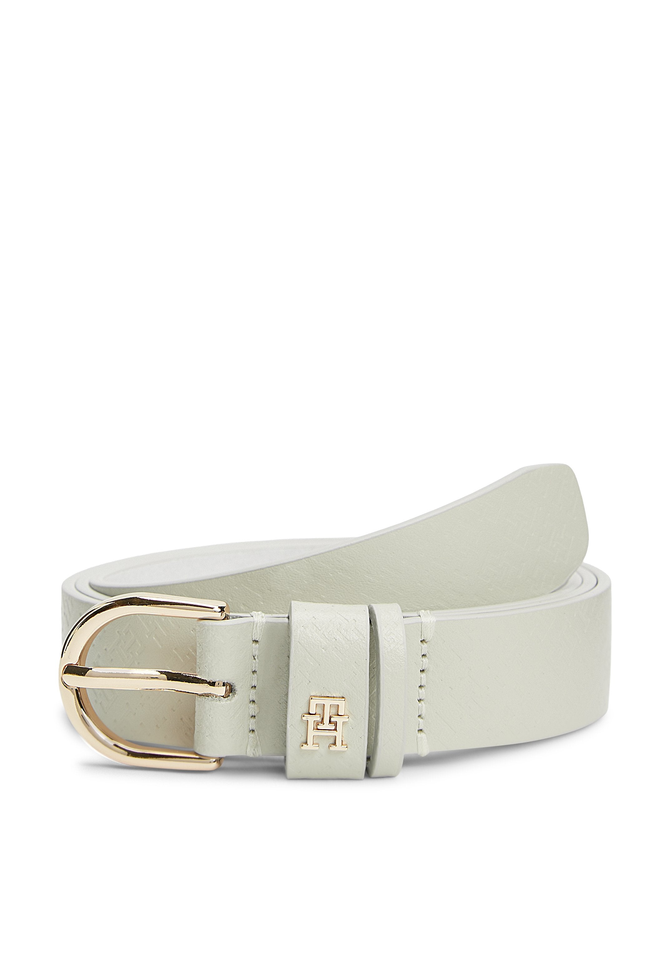 ESSENTIAL TH MONOGRAM PLAQUE LEATHER BELT - Belt - soft cream