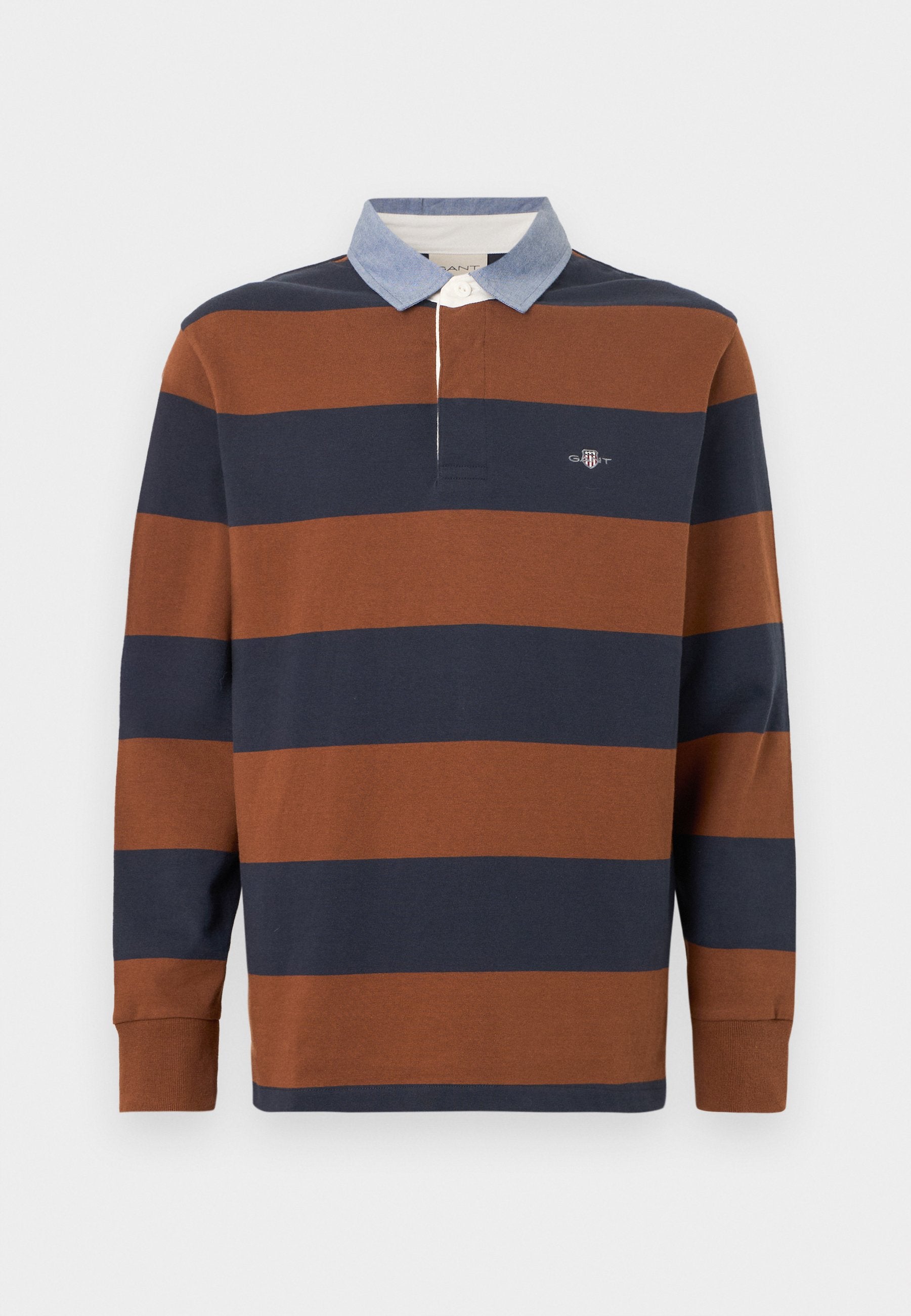 CHAMBRAY STRIPE HEAVY RUGGER - Polo shirt - mahogany brown