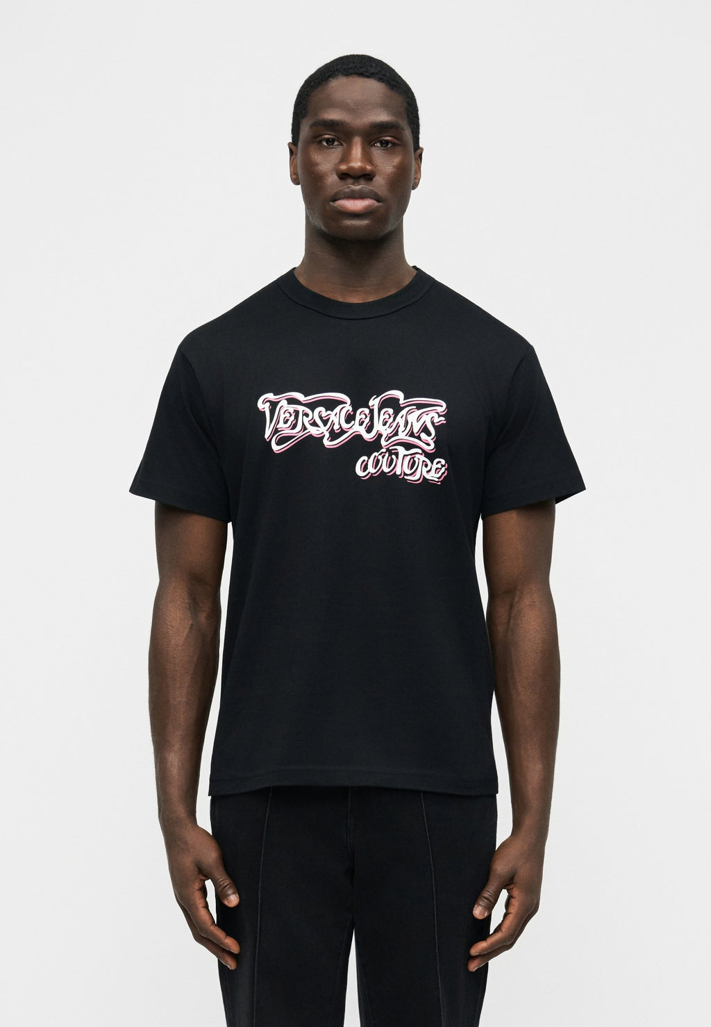 LOGO CURVED - Print T-shirt - black