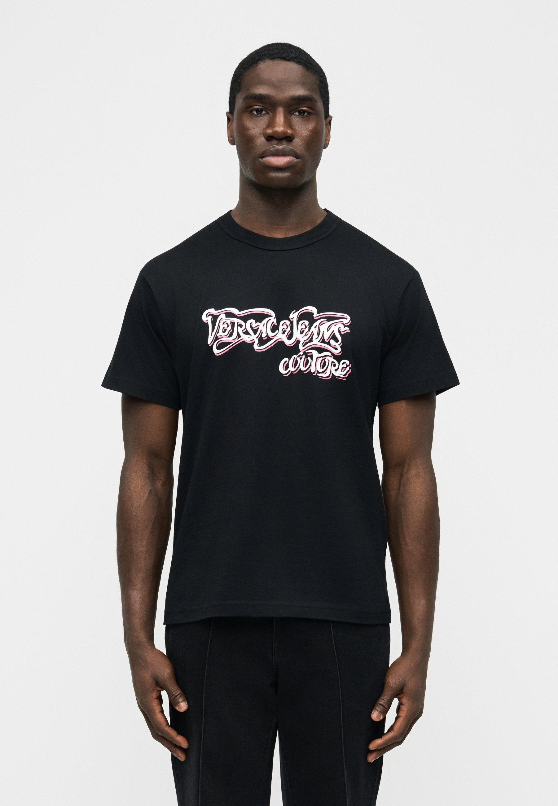 LOGO CURVED - Print T-shirt - black