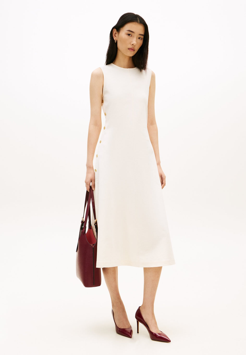 GOLD-TONE BUTTON SLEEVELESS MINI DRESS - Maxi dress - calico