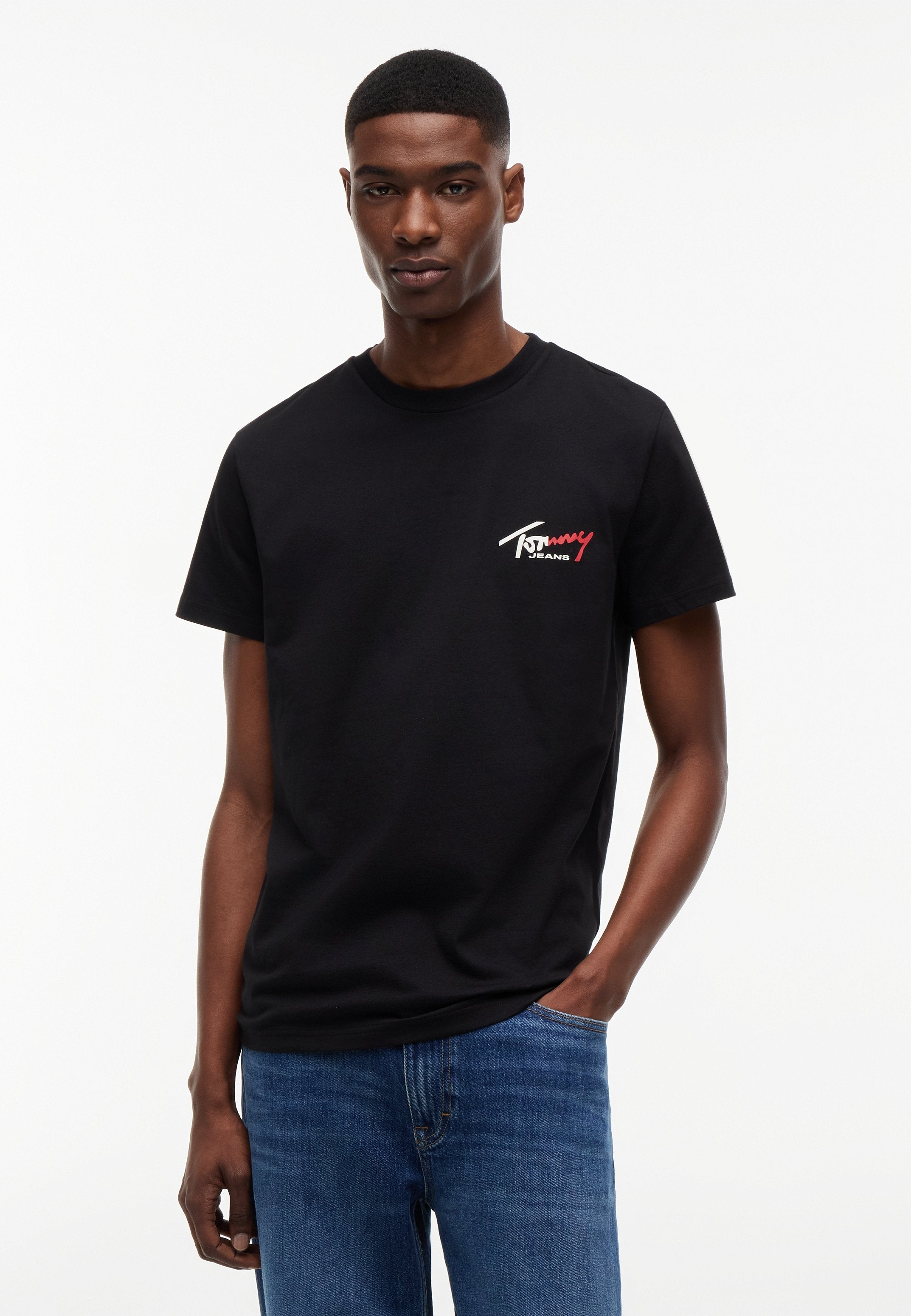SLIM SIGN CHEST TEE - Basic T-shirt - black
