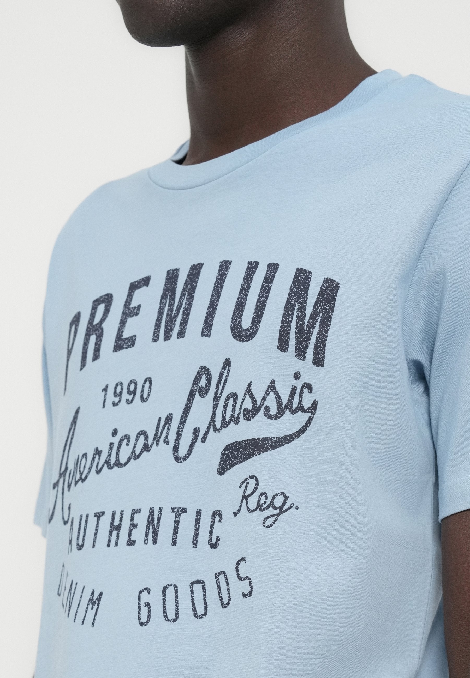 JPRBLUALEX TEE - Print T-shirt - ashley blue