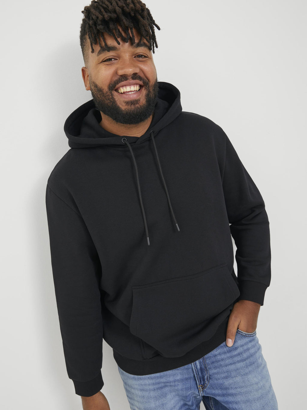Plus Size Plain - Hoodie - black