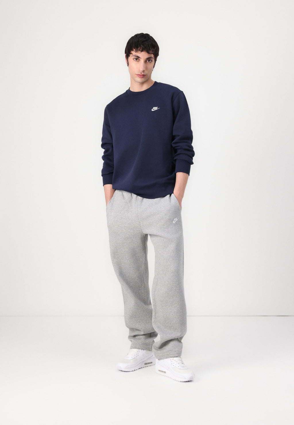 CLUB - Bas de jogging - gris chiné foncé gris fumée clair blanc