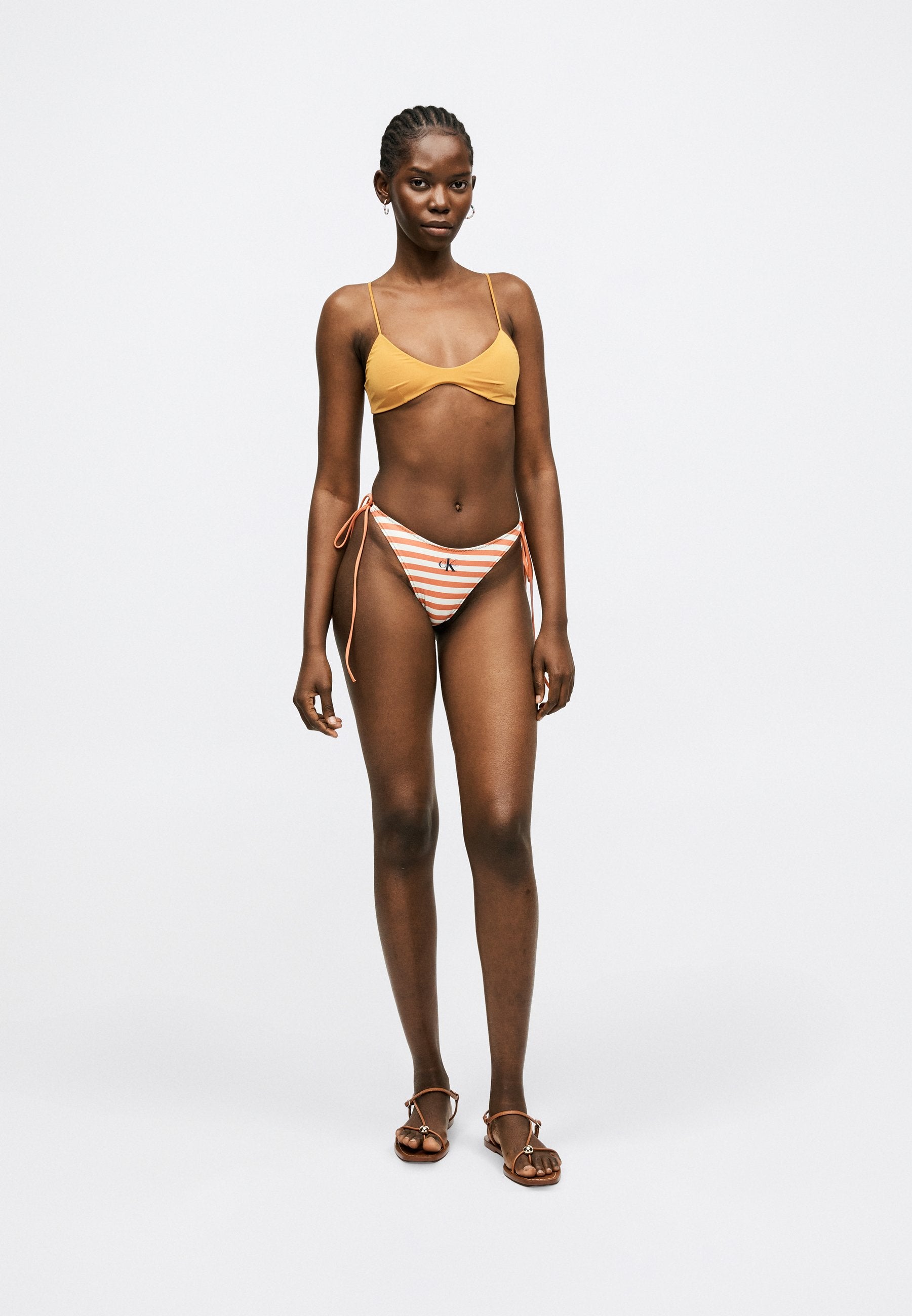 SIDE TIE BOTTOM GRAPHIC MONOGRAM - Bikini bottoms - orange
