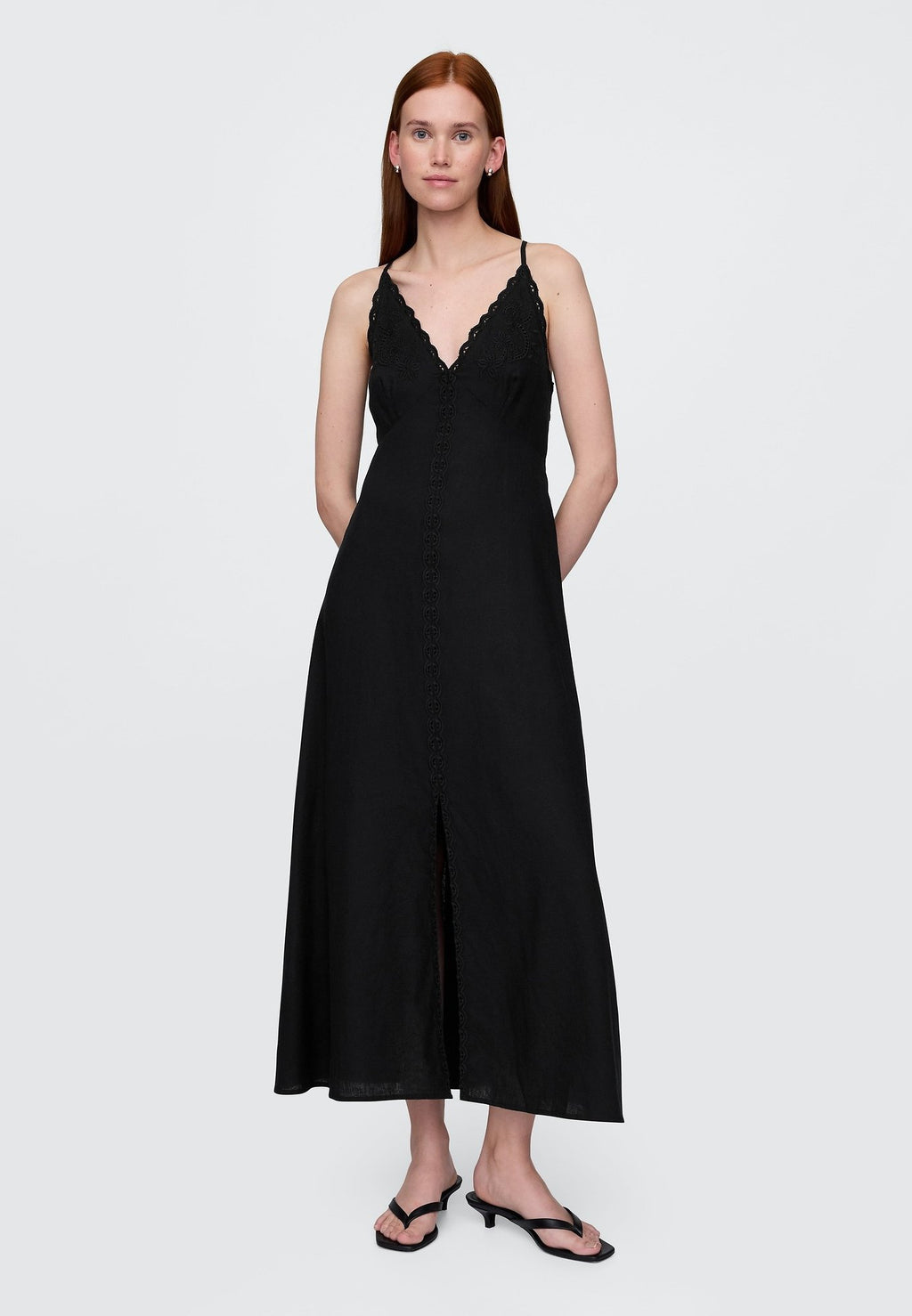 HALTER EMBRO MAXI - Day dress - true black