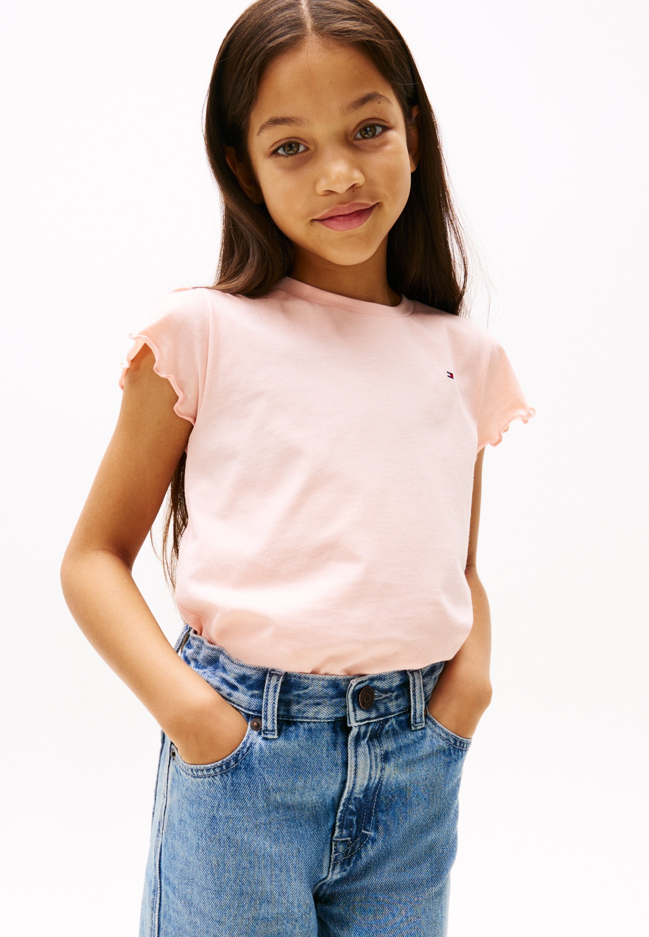ESSENTIAL RUFFLE SLEEVE SLIM JERSEY T-SHIRT - Basic T-shirt - coral ice