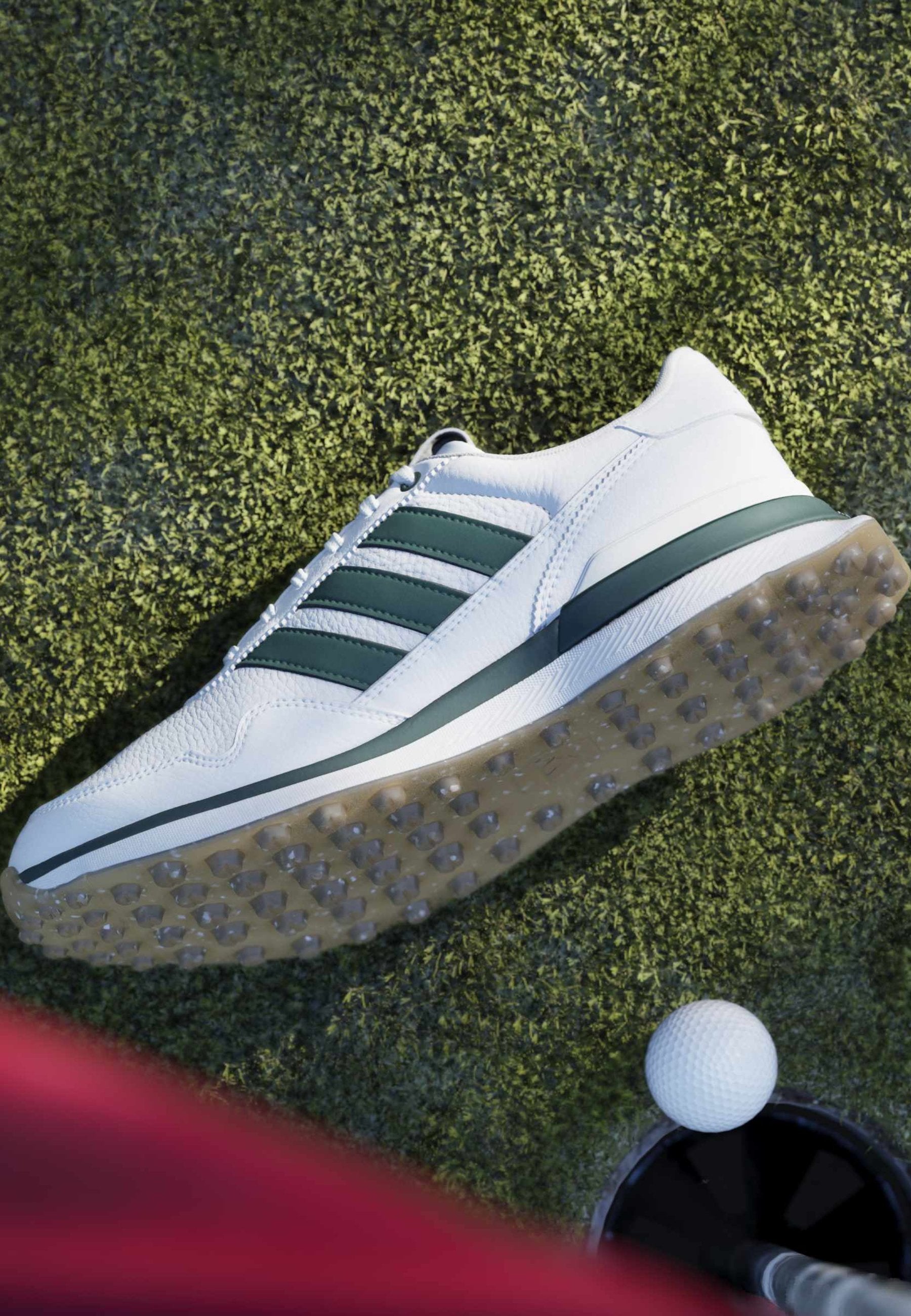 S2G 26 LEATHER - Chaussures de golf (sans crampons) - blanc nuage/vert collégial/gomme