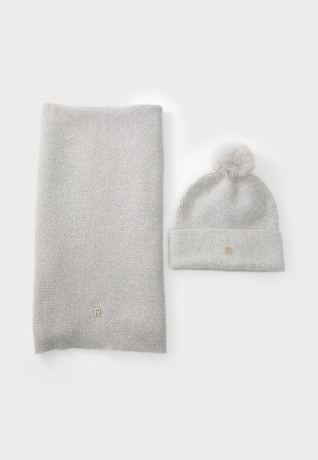 POM POM BEANIE AND SCARF SET - Scarf - grey whisper