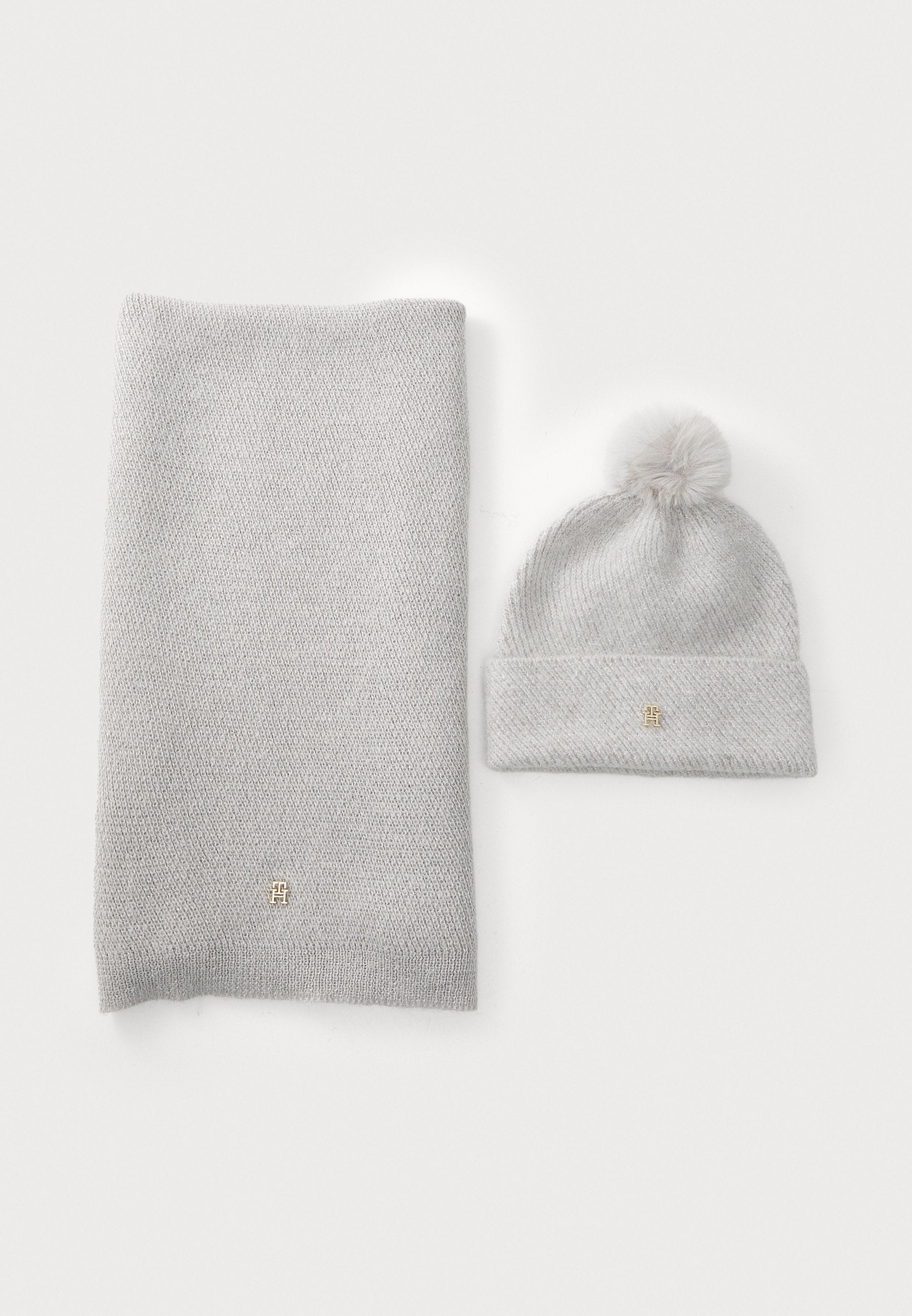 POM POM BEANIE AND SCARF SET - Scarf - grey whisper