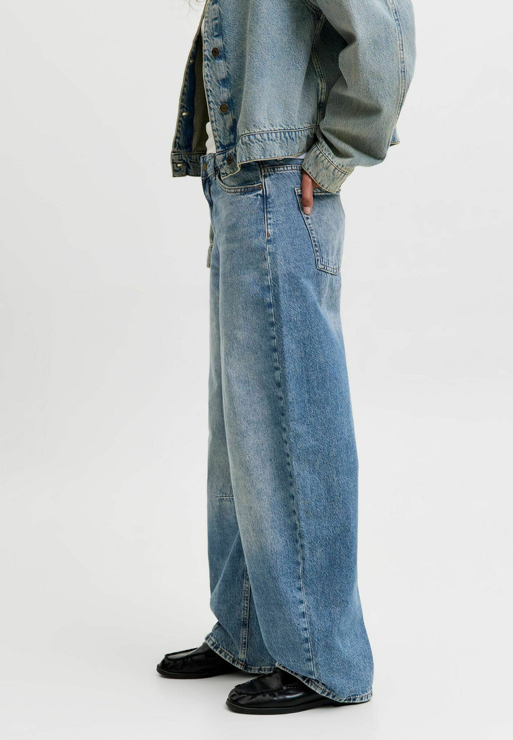 gy fit JXSAKAI BAGGY BARREL MW R481 DNM LN - Bol Kesim Kot - mavi denim