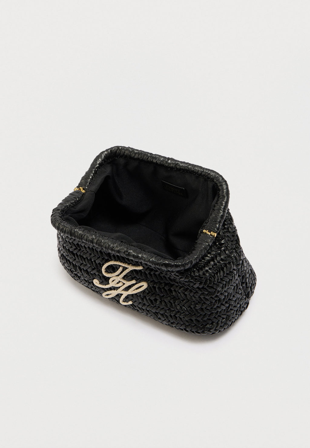 RAFFIA TEXTURED LOGO CLUTCH - Clutch - black