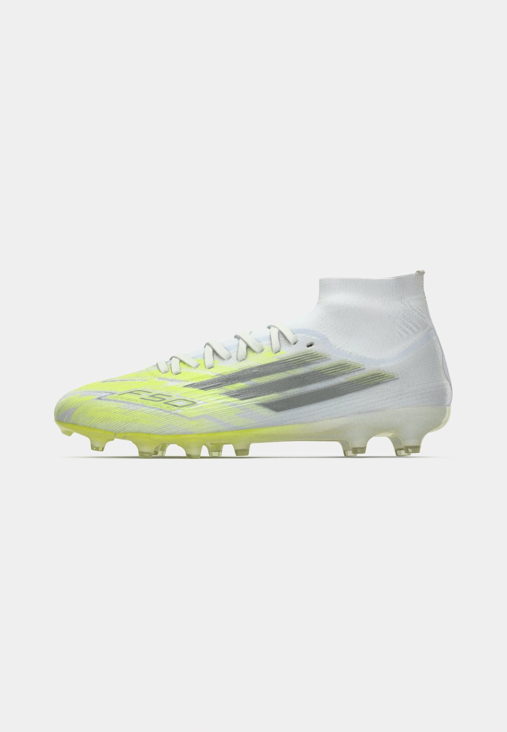 F50 SPARKFUSION PRO MID CUT - Chaussures de football sur terrain synthétique - footwear white/iron metallic/hi res yellow