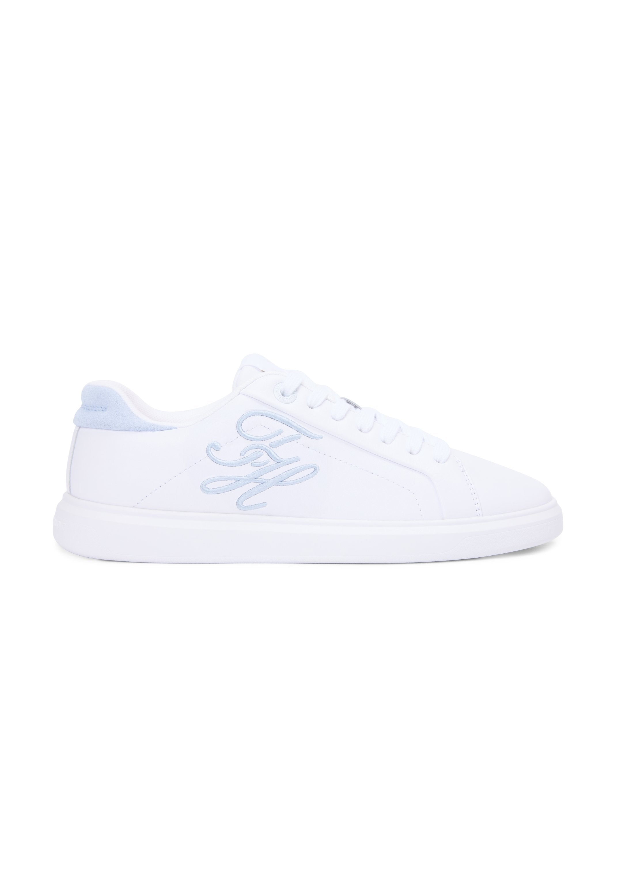BASKETS HILFIGER ICON LEATHER LOGO EMBROIDERY COURT - Baskets - white/breezy blue