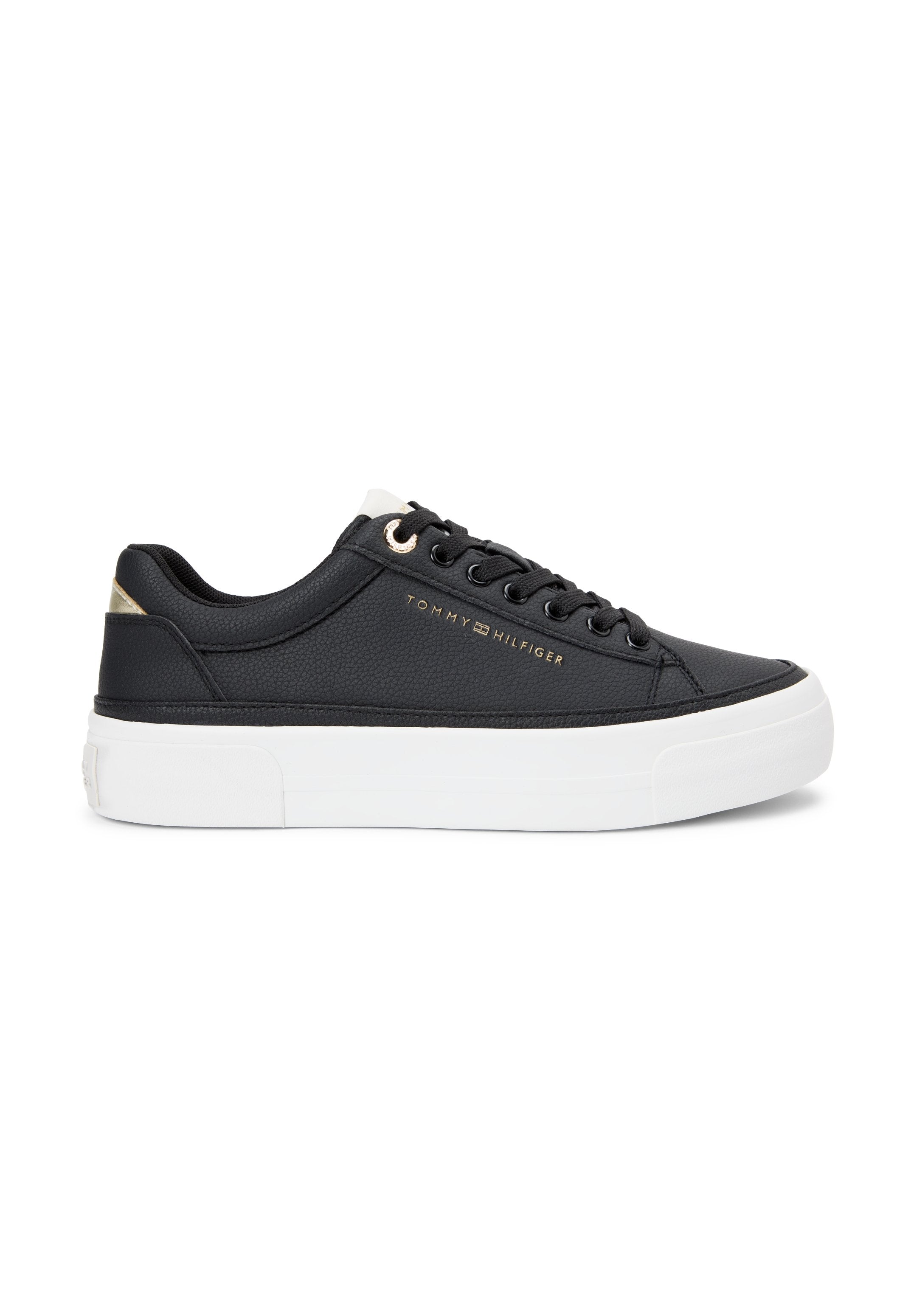 METALLIC LOGO PLATFORM TRAINERS WITH LEATHER - Trainers - black/ancient white