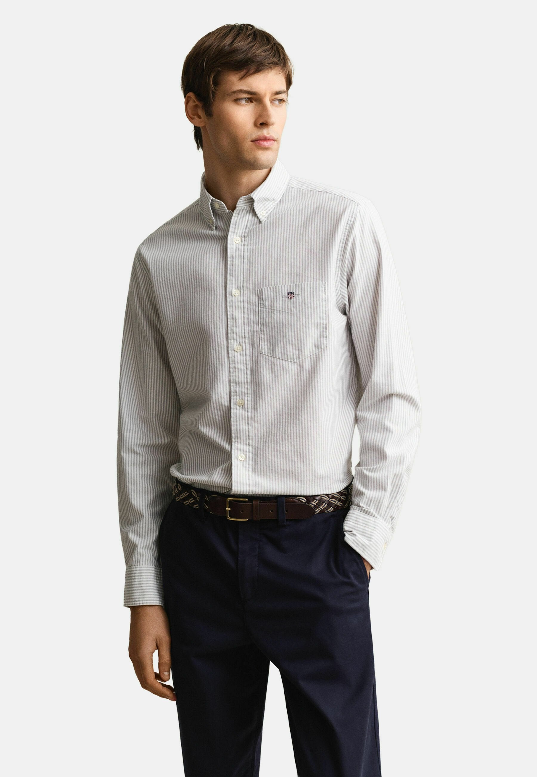 REG CLASSIC OXFORD STRIPE  - Shirt - pewter grey