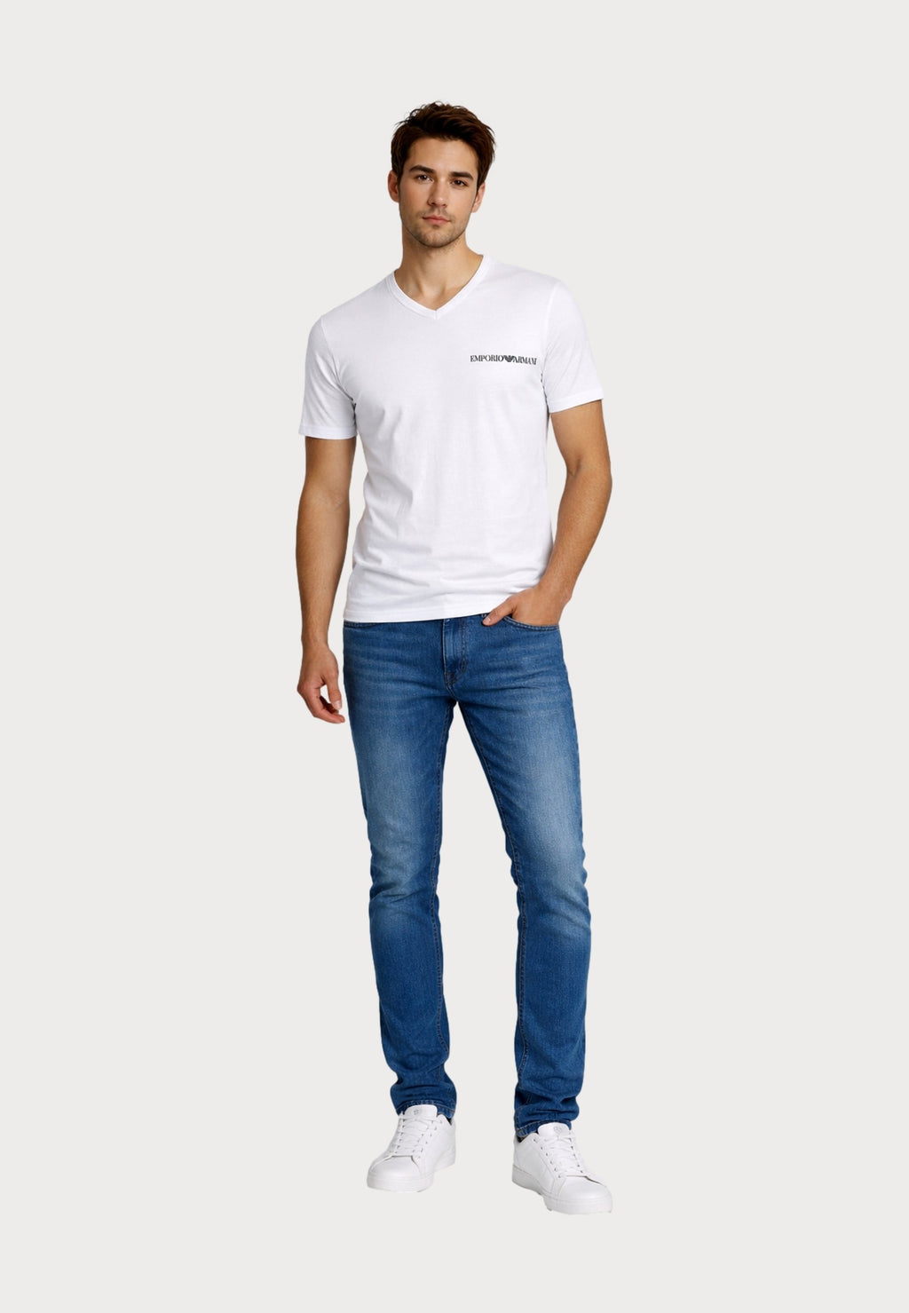 CORE LOGOBAND 2 PACK PARTE ALTA V NECK T SHIRTS - Basic T-shirt - white black